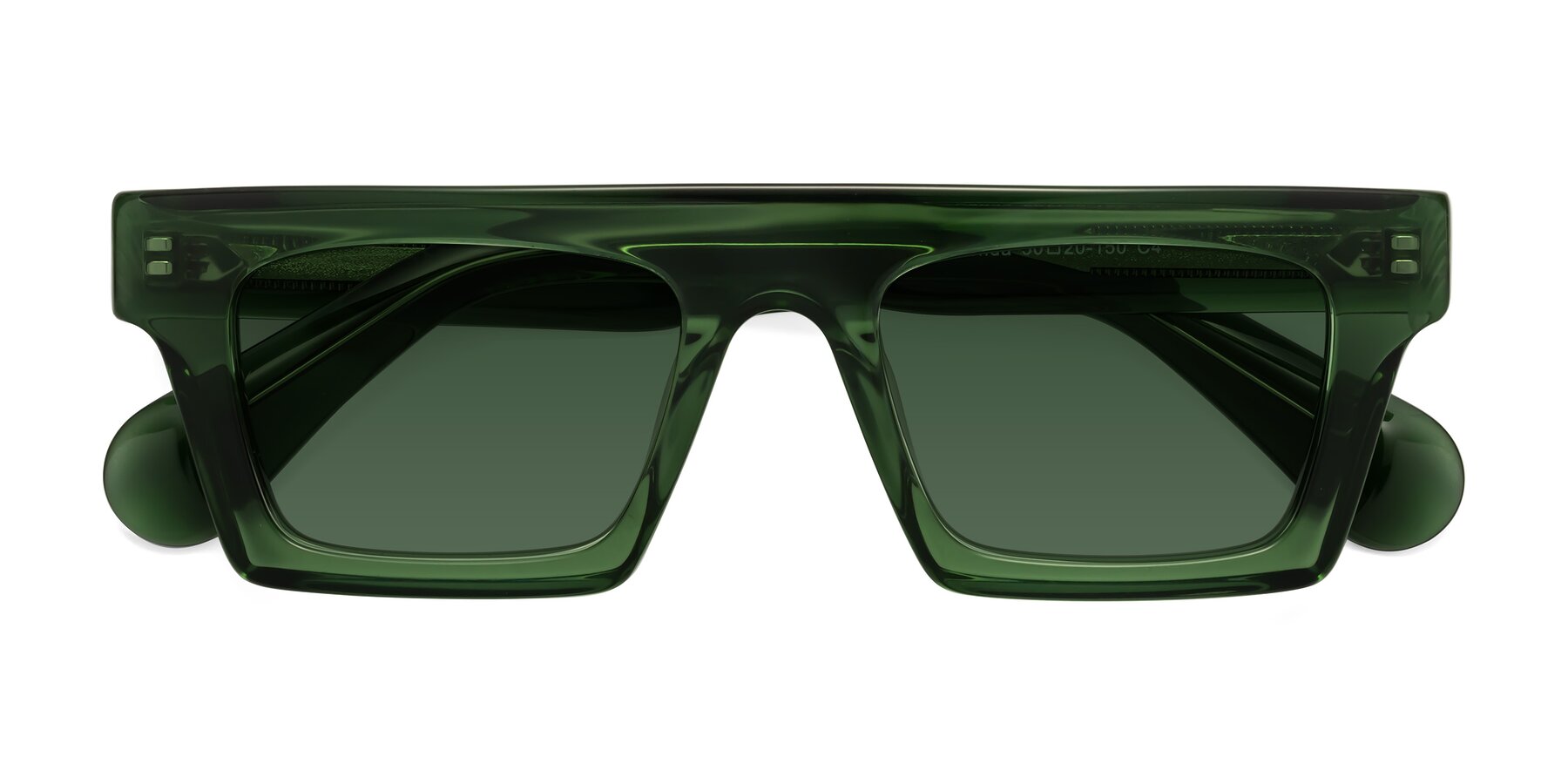 Folded Front of Senda in Jade Green with Green Tinted Lenses
