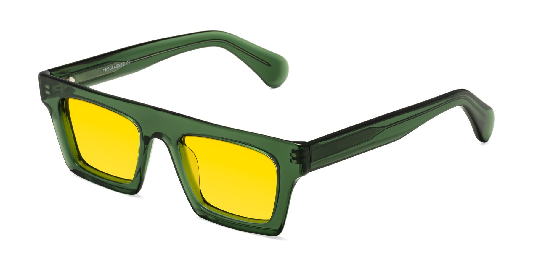 Angle of Senda in Jade Green with Yellow Tinted Lenses
