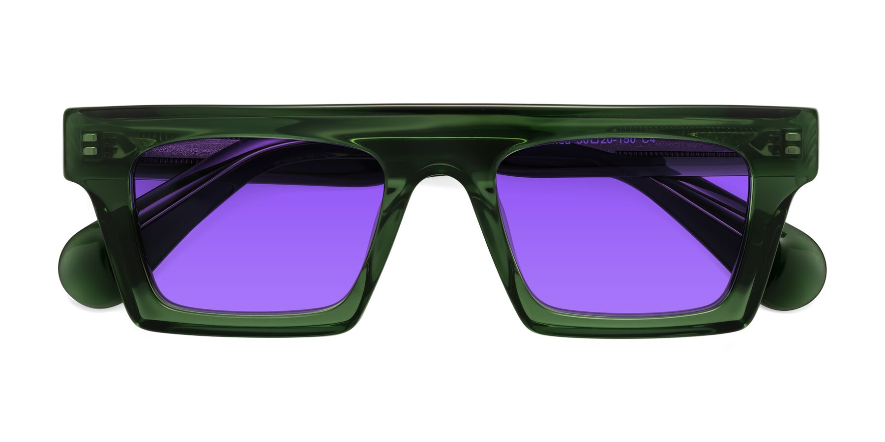 Folded Front of Senda in Jade Green with Purple Tinted Lenses