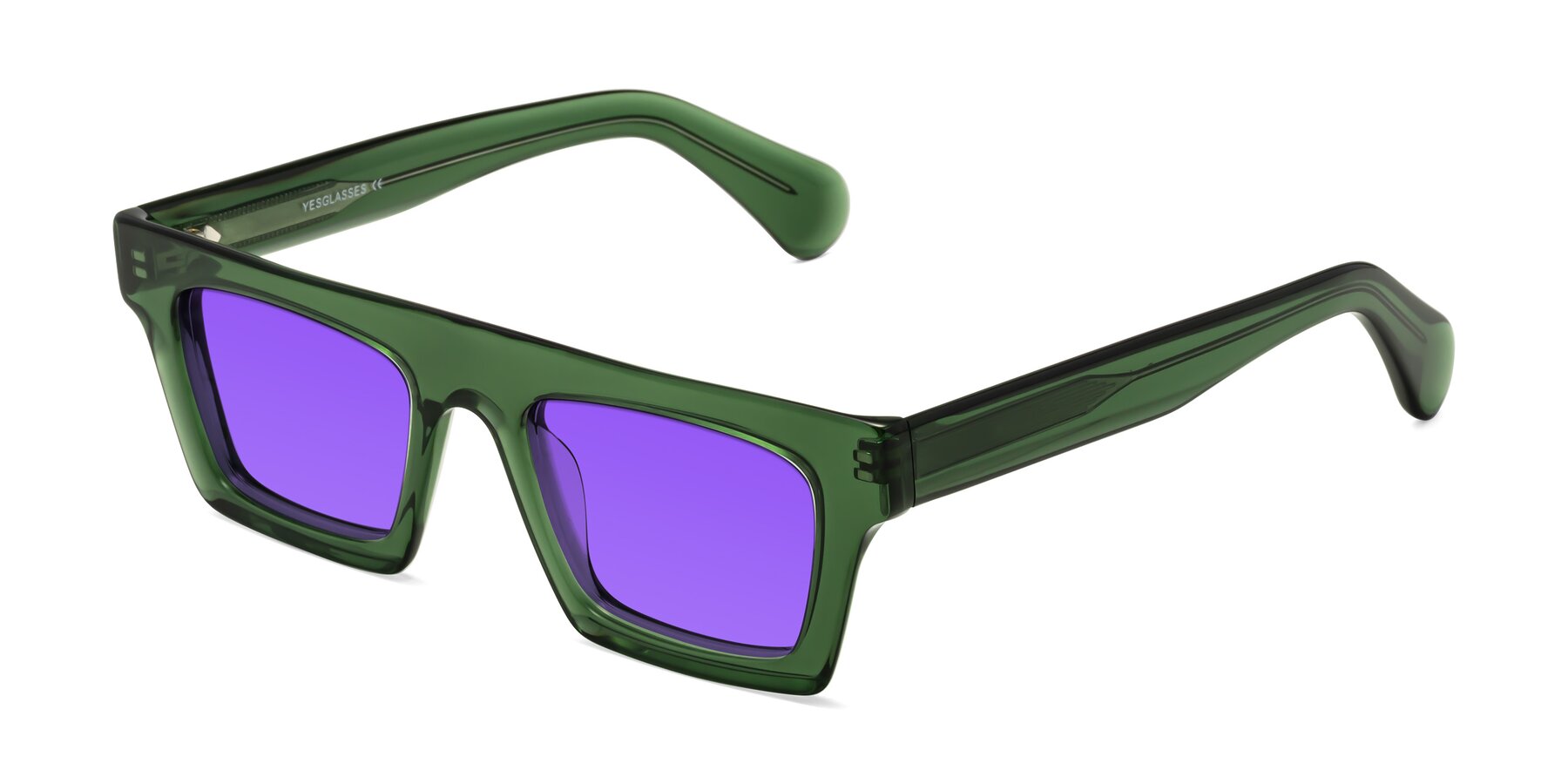 Angle of Senda in Jade Green with Purple Tinted Lenses