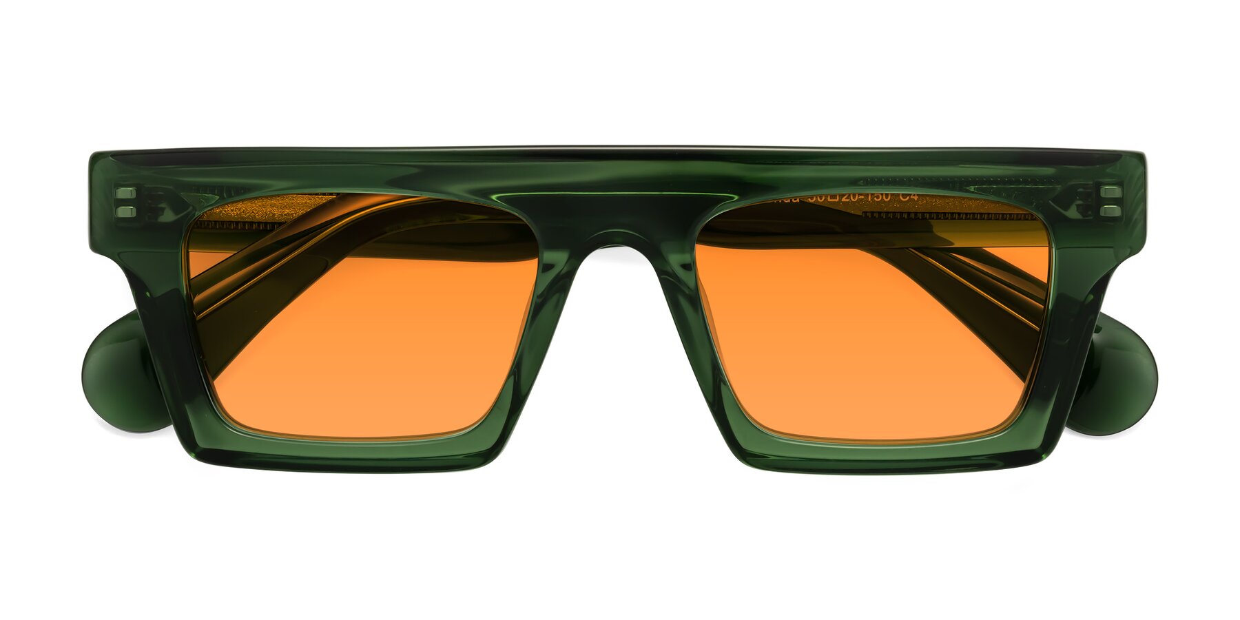 Folded Front of Senda in Jade Green with Orange Tinted Lenses
