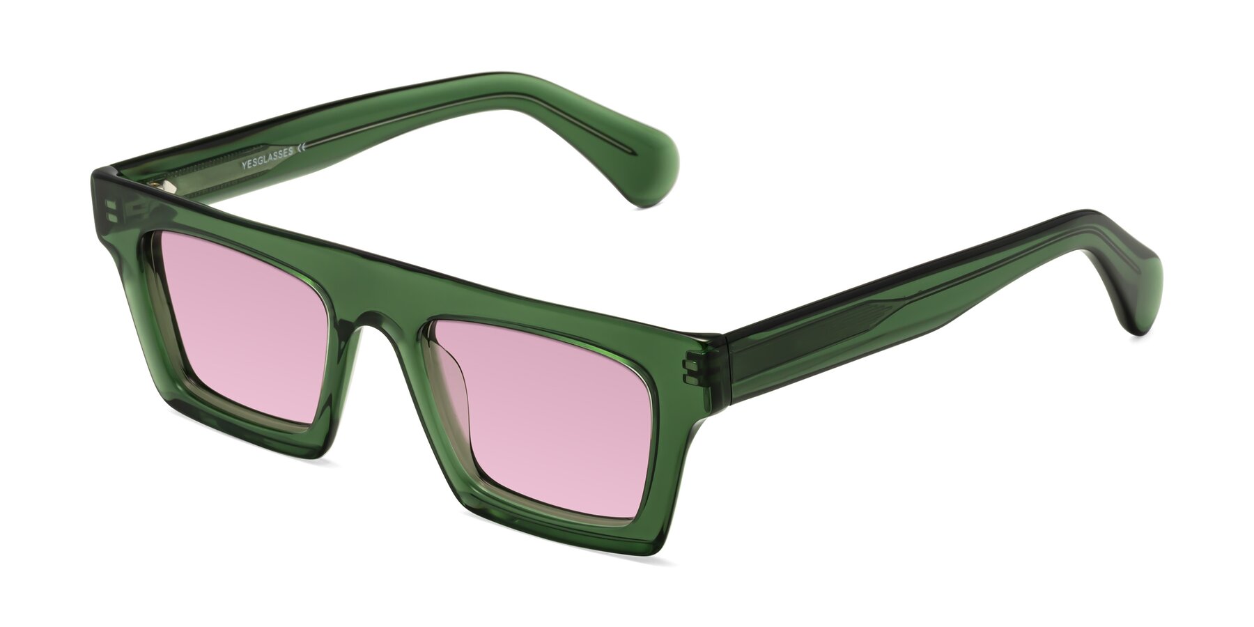 Angle of Senda in Jade Green with Light Wine Tinted Lenses