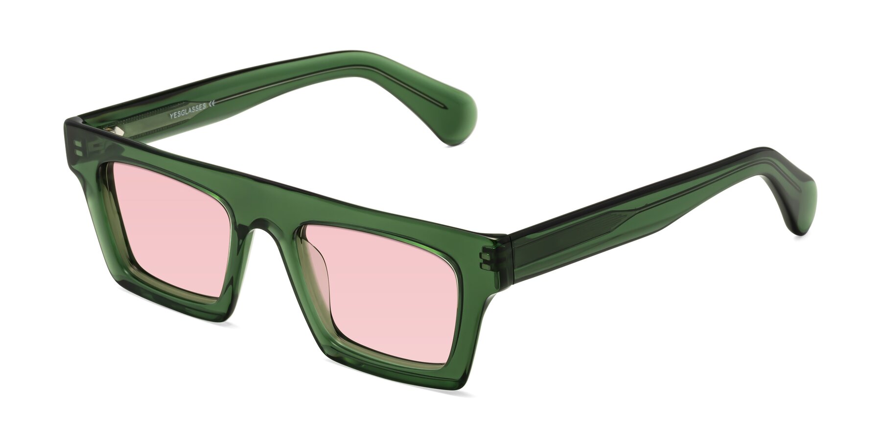 Angle of Senda in Jade Green with Light Garnet Tinted Lenses