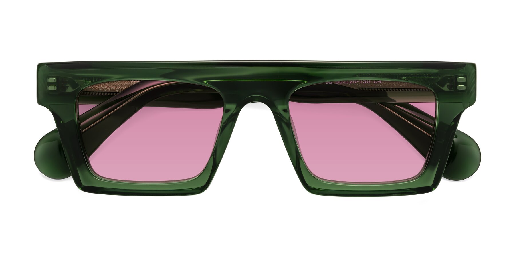 Folded Front of Senda in Jade Green with Medium Wine Tinted Lenses