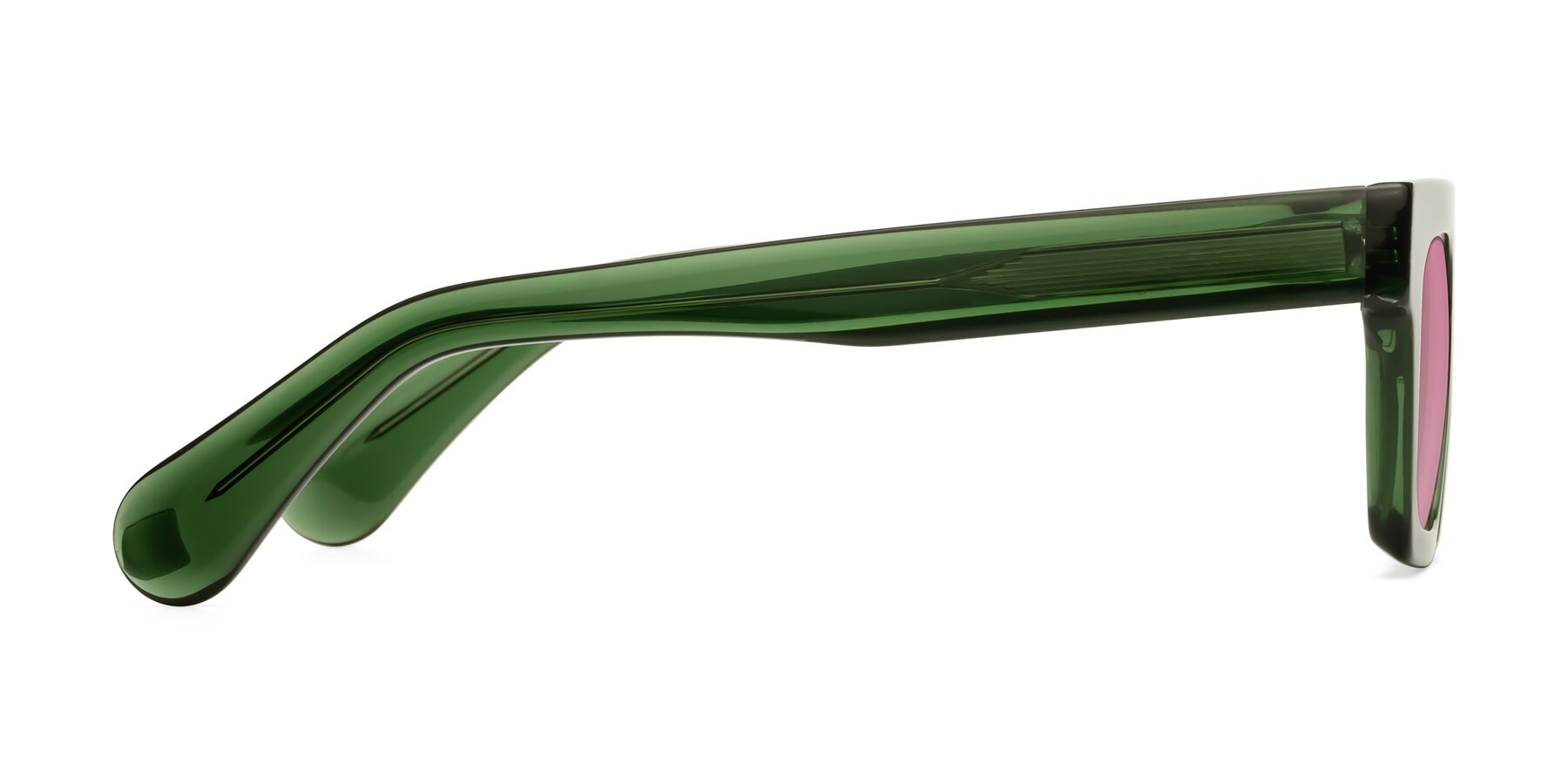 Side of Senda in Jade Green with Medium Wine Tinted Lenses