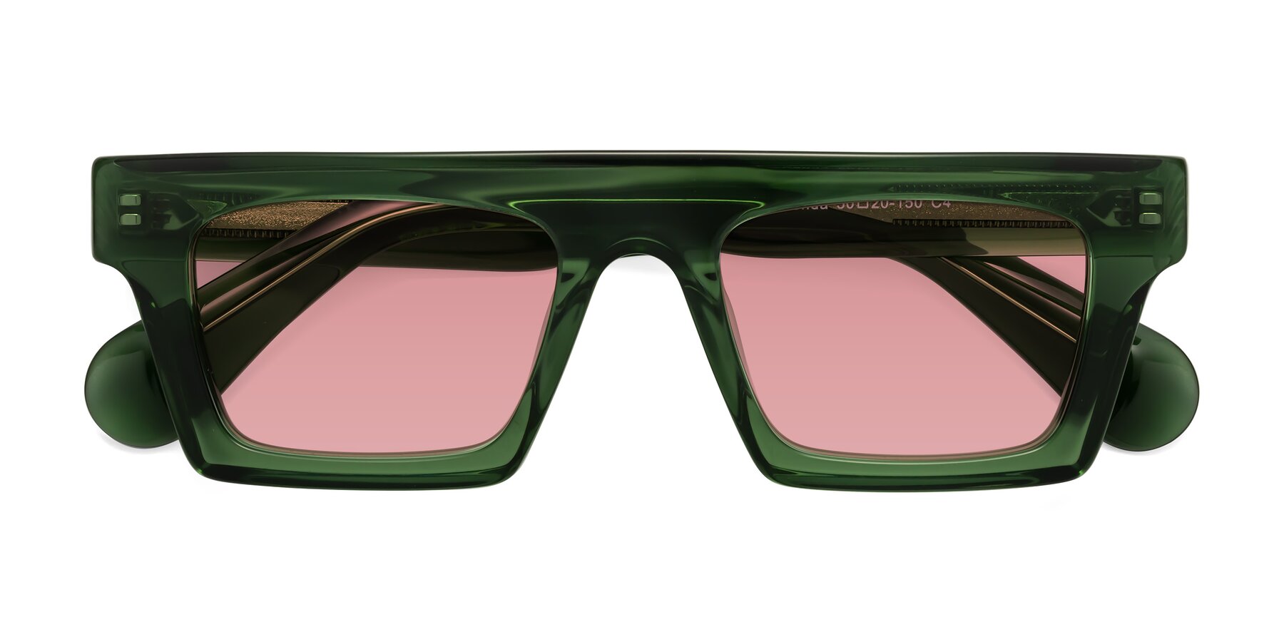 Folded Front of Senda in Jade Green with Medium Garnet Tinted Lenses