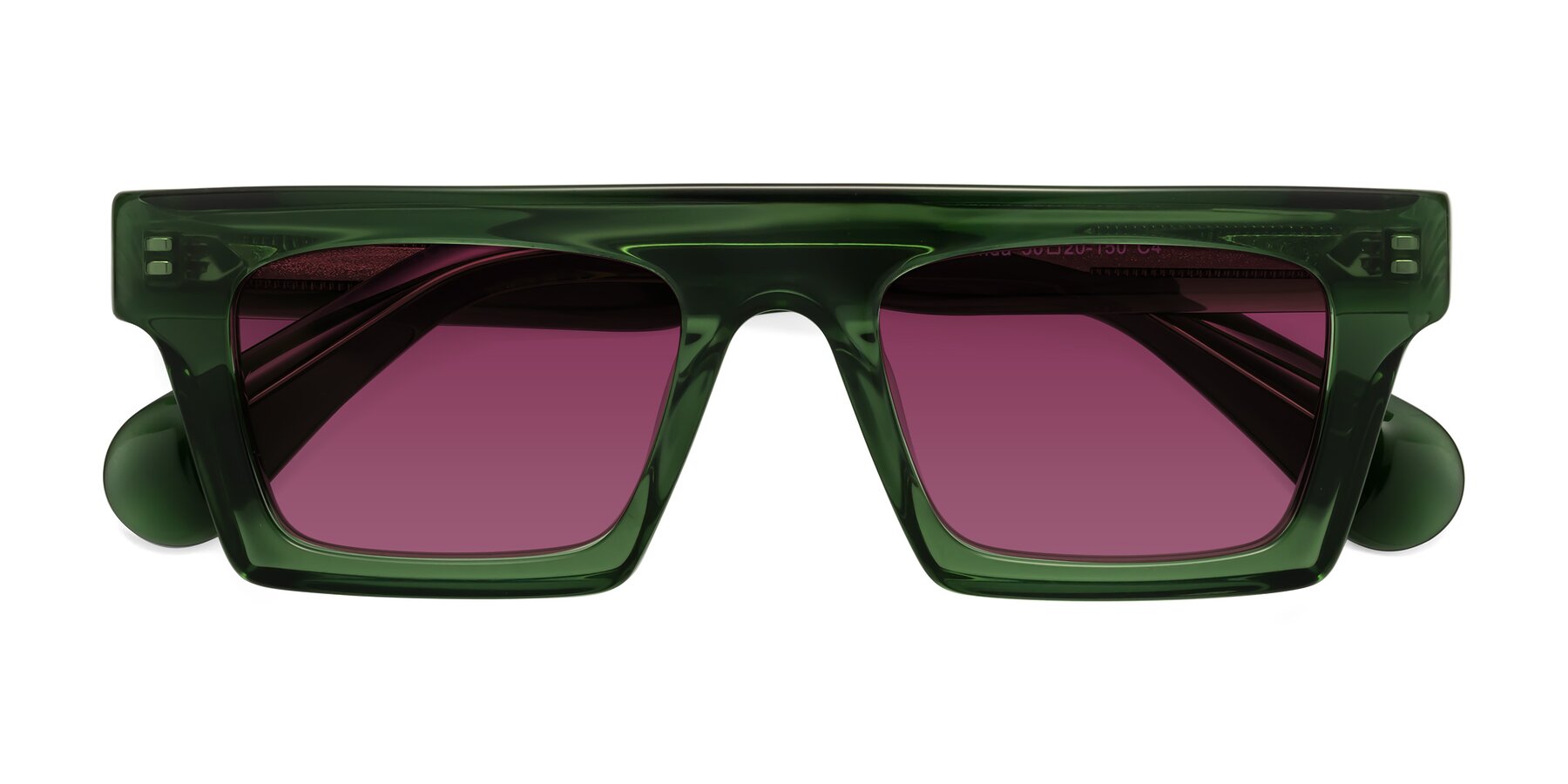 Folded Front of Senda in Jade Green with Wine Tinted Lenses