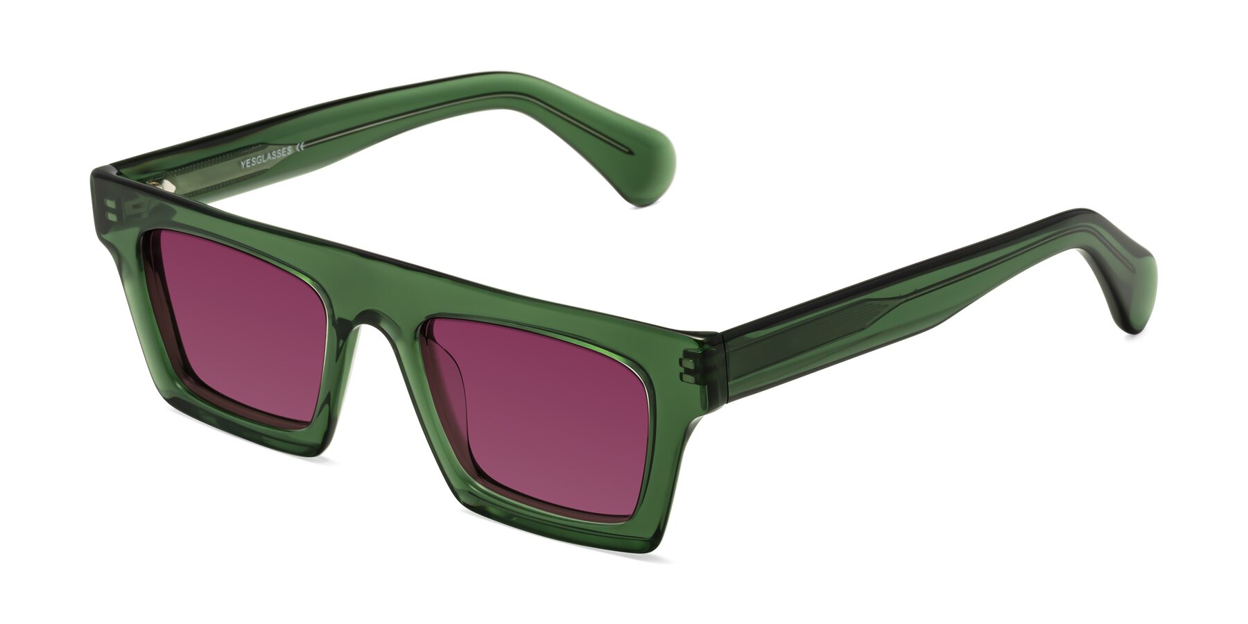 Angle of Senda in Jade Green with Wine Tinted Lenses