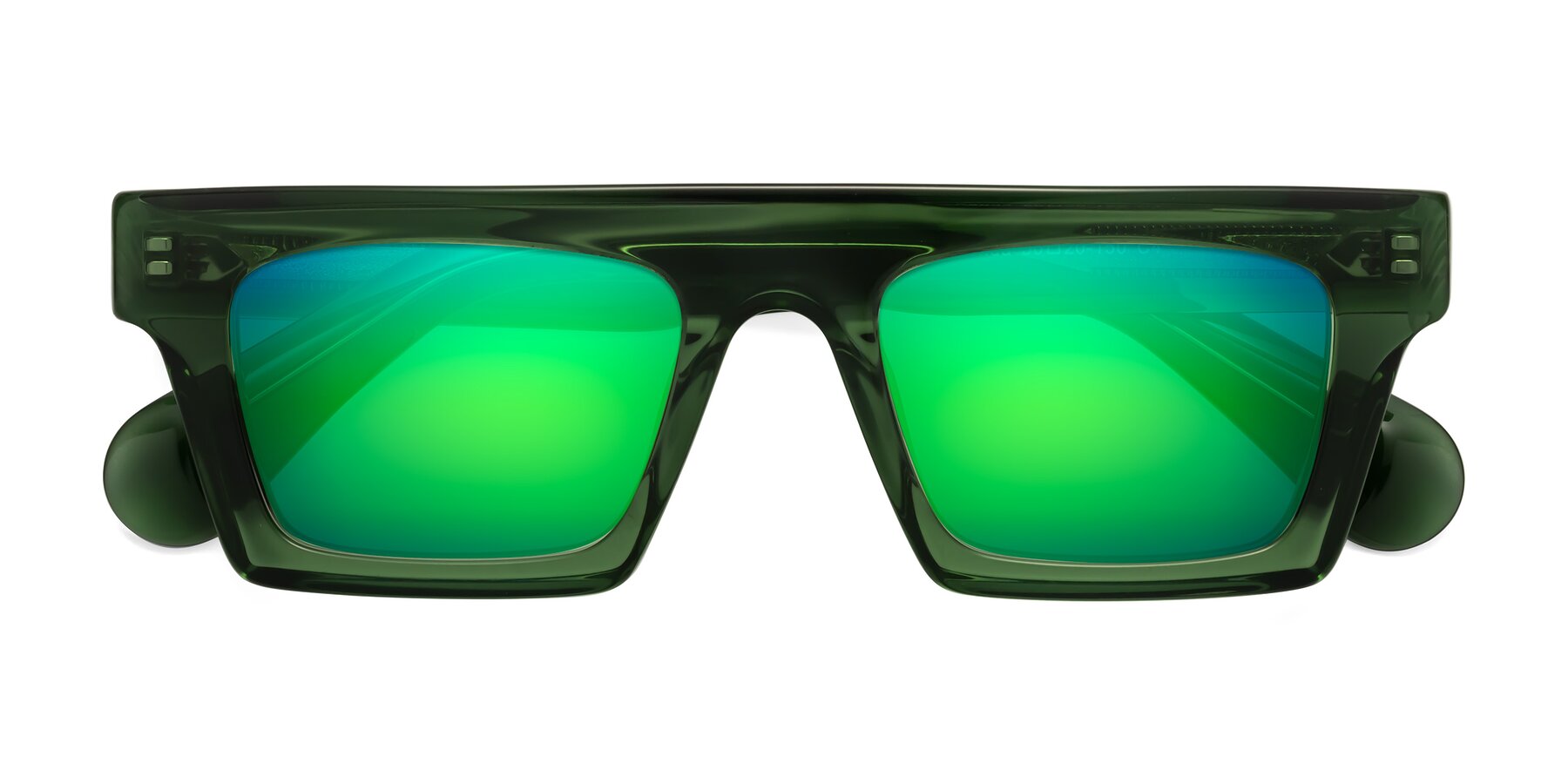 Folded Front of Senda in Jade Green with Green Mirrored Lenses