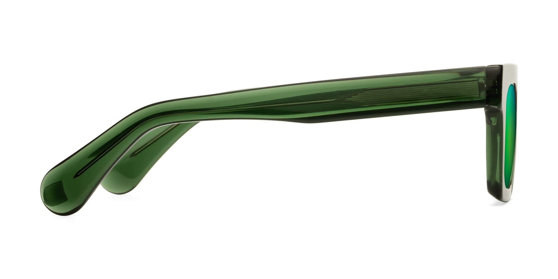 Side of Senda in Jade Green with Green Mirrored Lenses