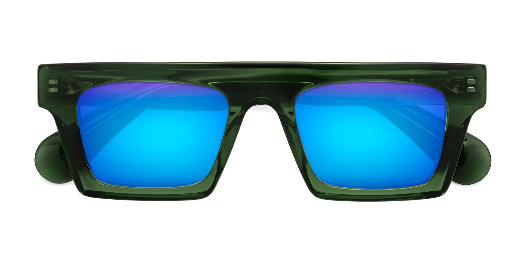 Folded Front of Senda in Jade Green with Blue Mirrored Lenses