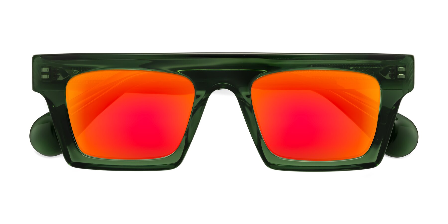 Folded Front of Senda in Jade Green with Red Gold Mirrored Lenses