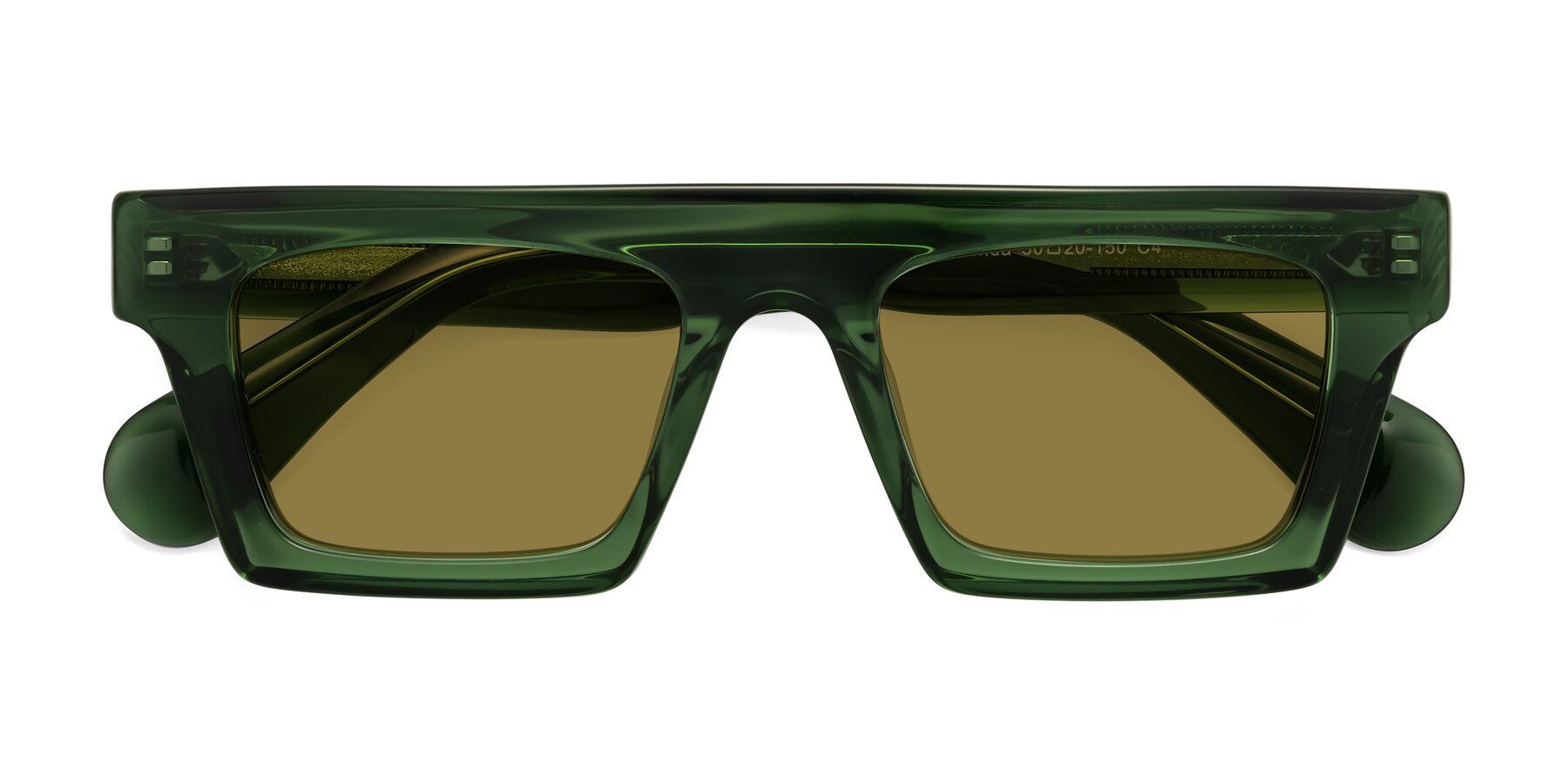 Folded Front of Senda in Jade Green with Brown Polarized Lenses
