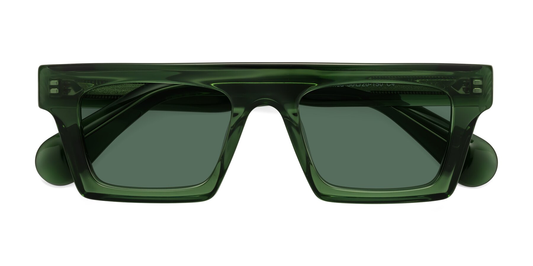 Folded Front of Senda in Jade Green with Green Polarized Lenses