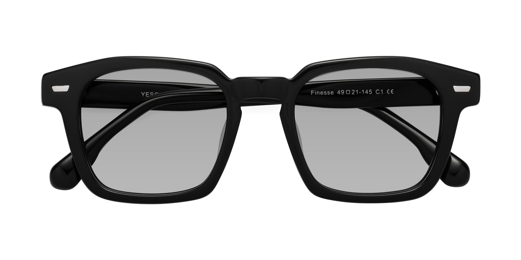 Folded Front of Finesse in Black with Light Gray Tinted Lenses