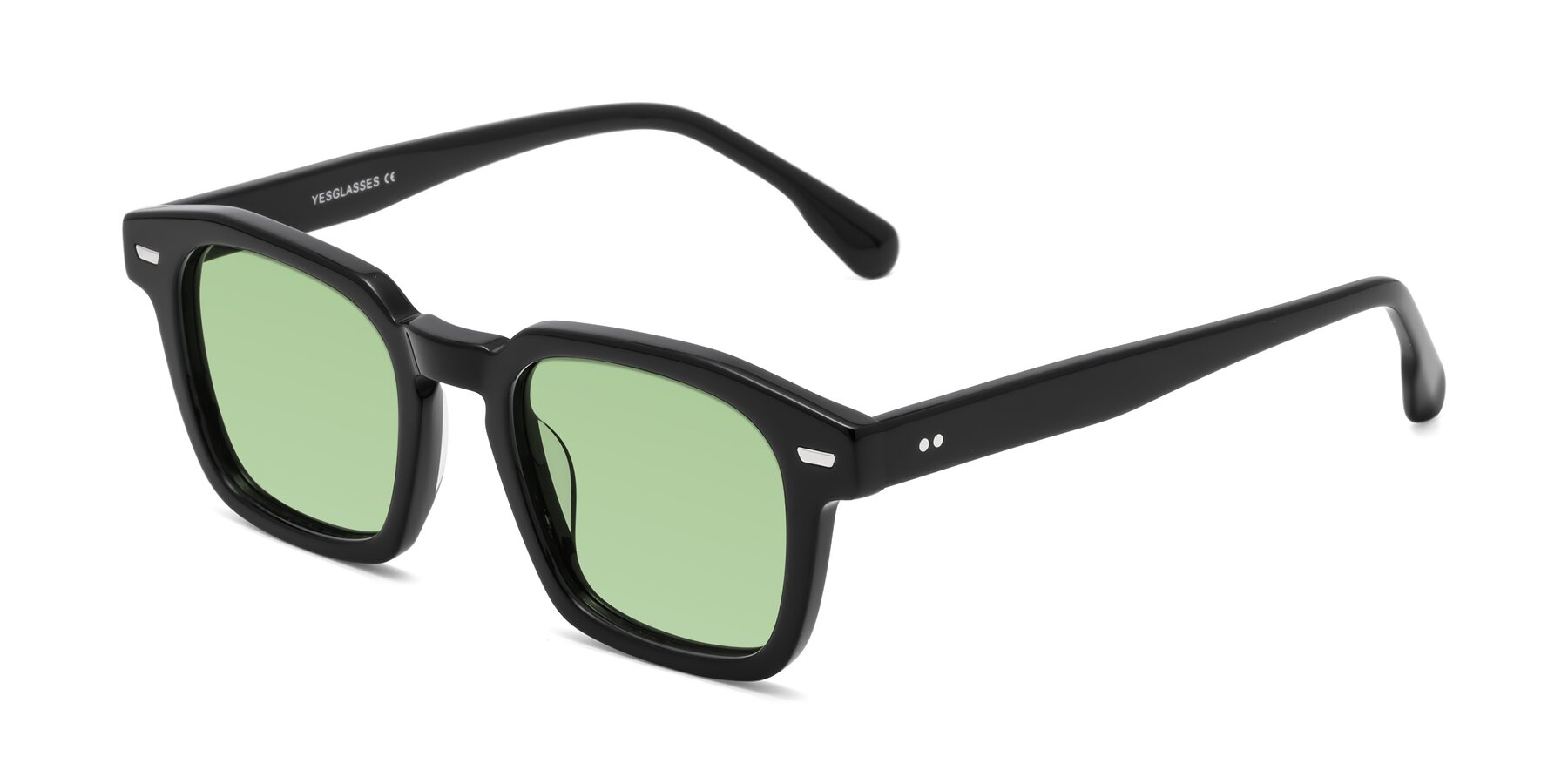 Angle of Finesse in Black with Medium Green Tinted Lenses