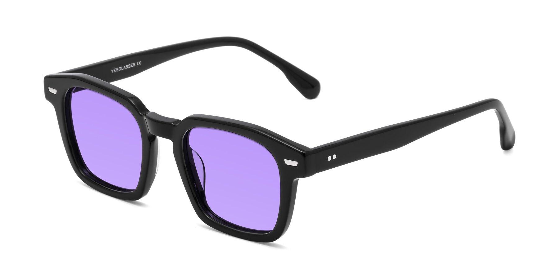 Angle of Finesse in Black with Medium Purple Tinted Lenses