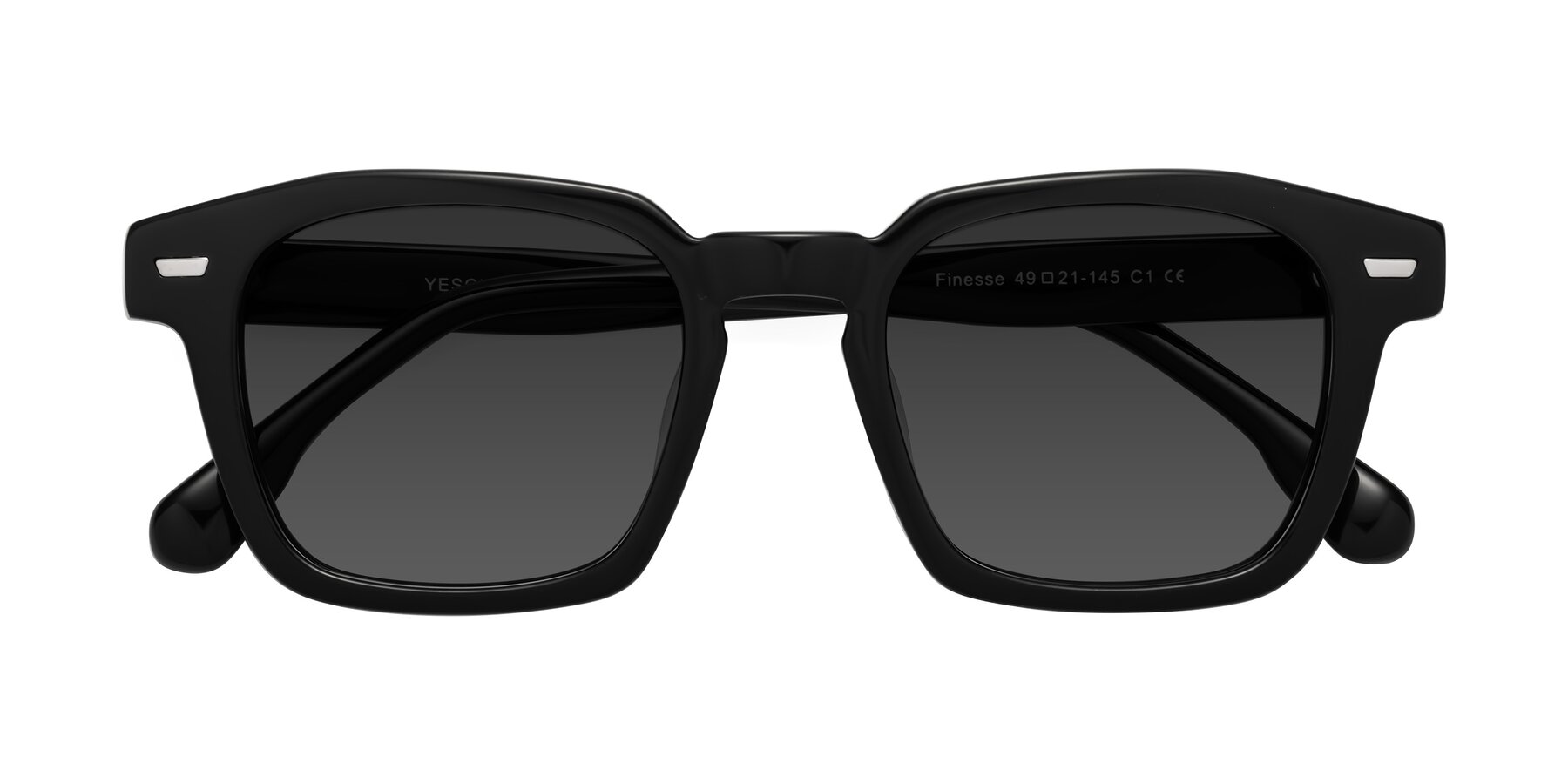 Folded Front of Finesse in Black with Gray Tinted Lenses