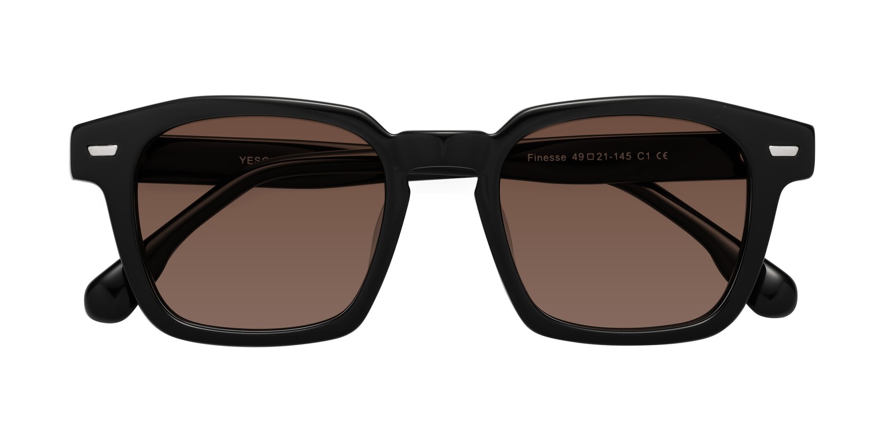 Folded Front of Finesse in Black with Brown Tinted Lenses