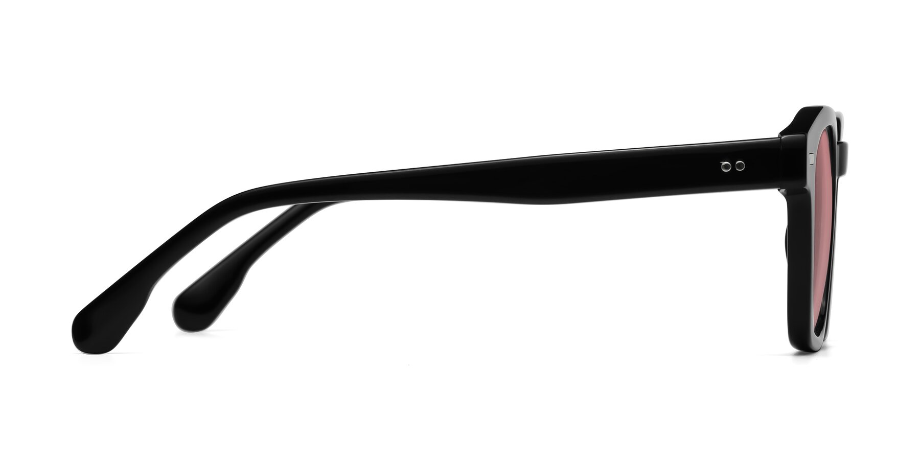 Side of Finesse in Black with Medium Garnet Tinted Lenses