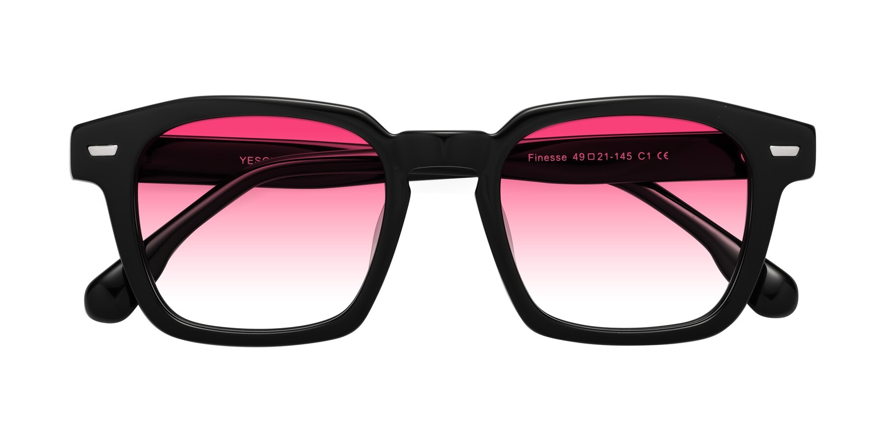 Folded Front of Finesse in Black with Pink Gradient Lenses