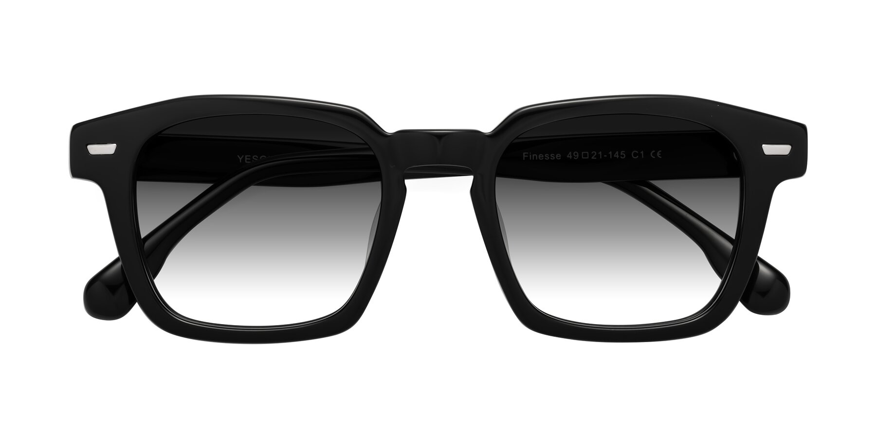 Folded Front of Finesse in Black with Gray Gradient Lenses