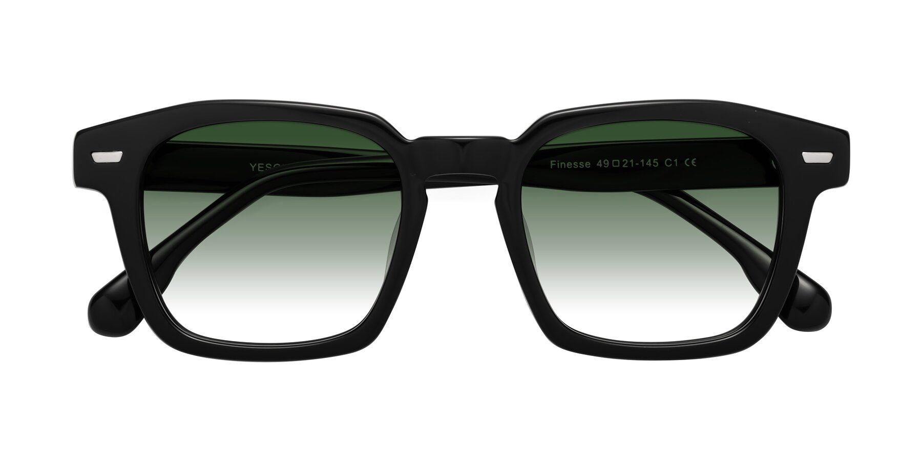 Folded Front of Finesse in Black with Green Gradient Lenses