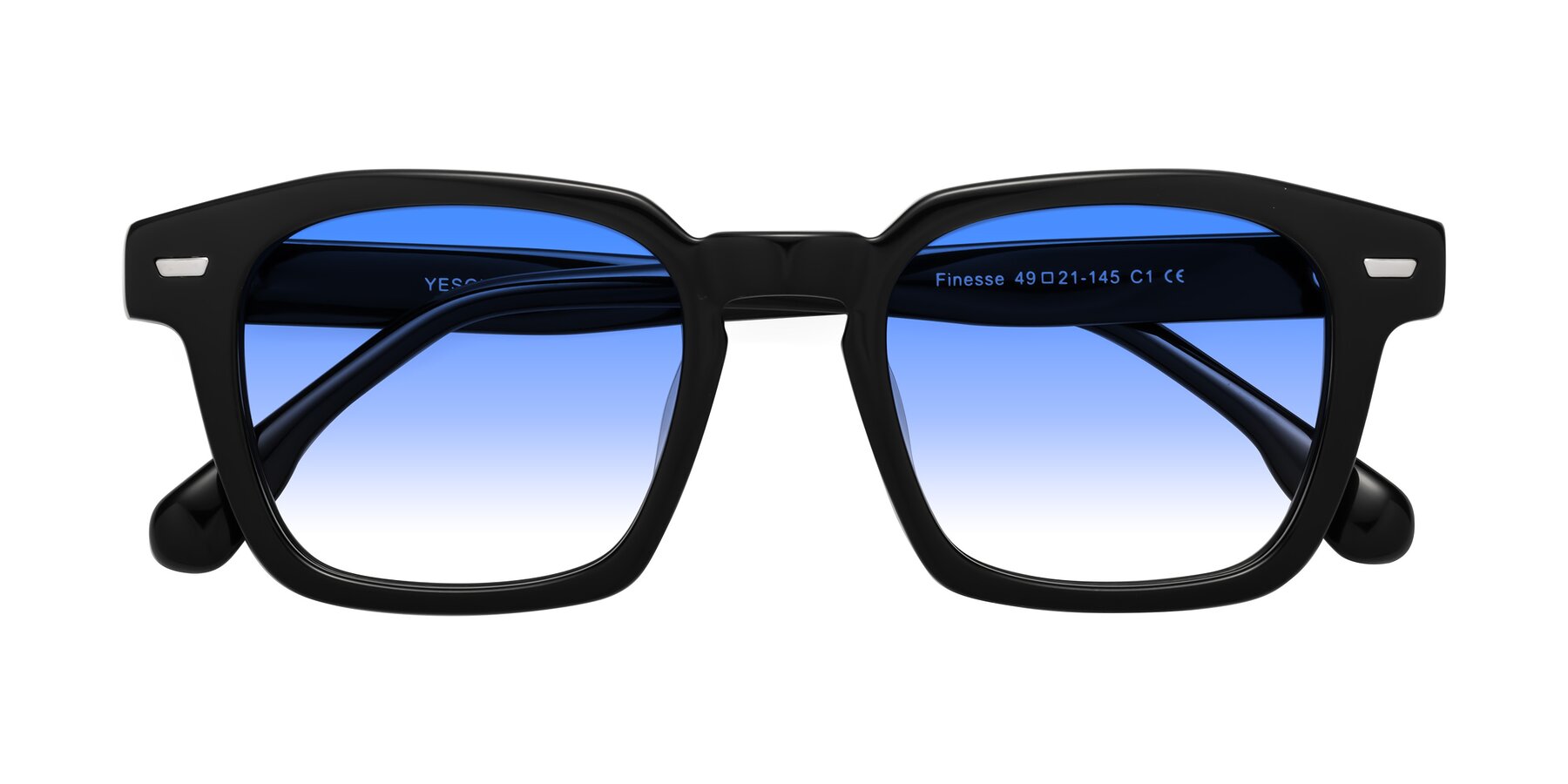 Folded Front of Finesse in Black with Blue Gradient Lenses
