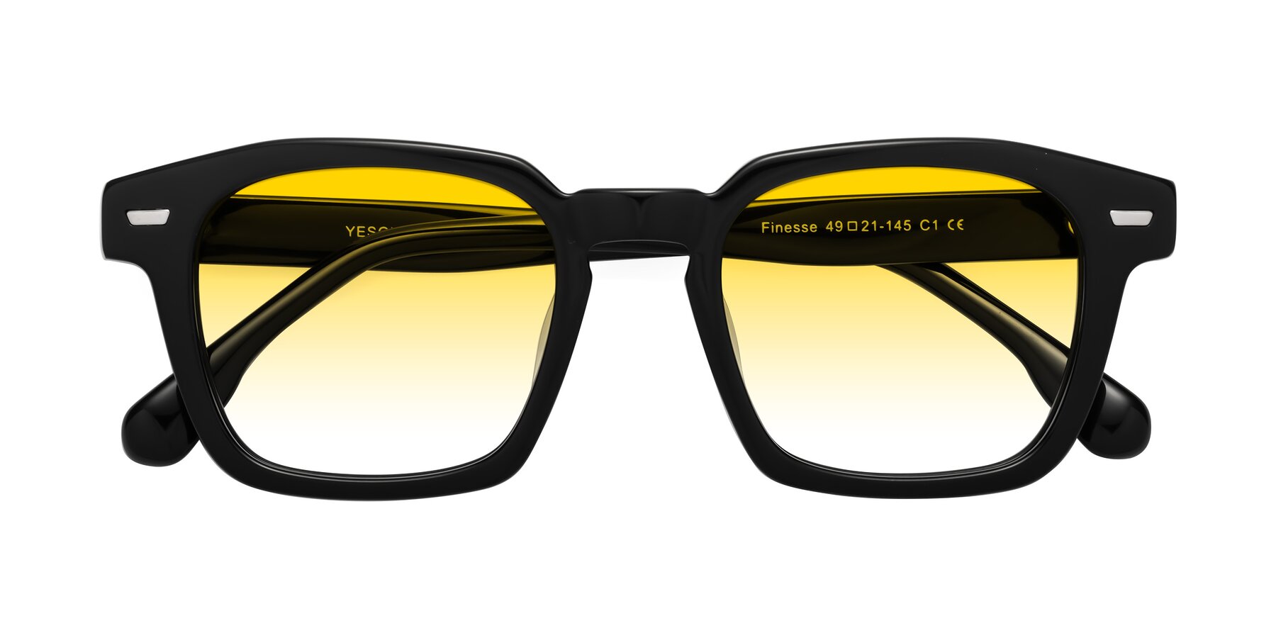 Folded Front of Finesse in Black with Yellow Gradient Lenses