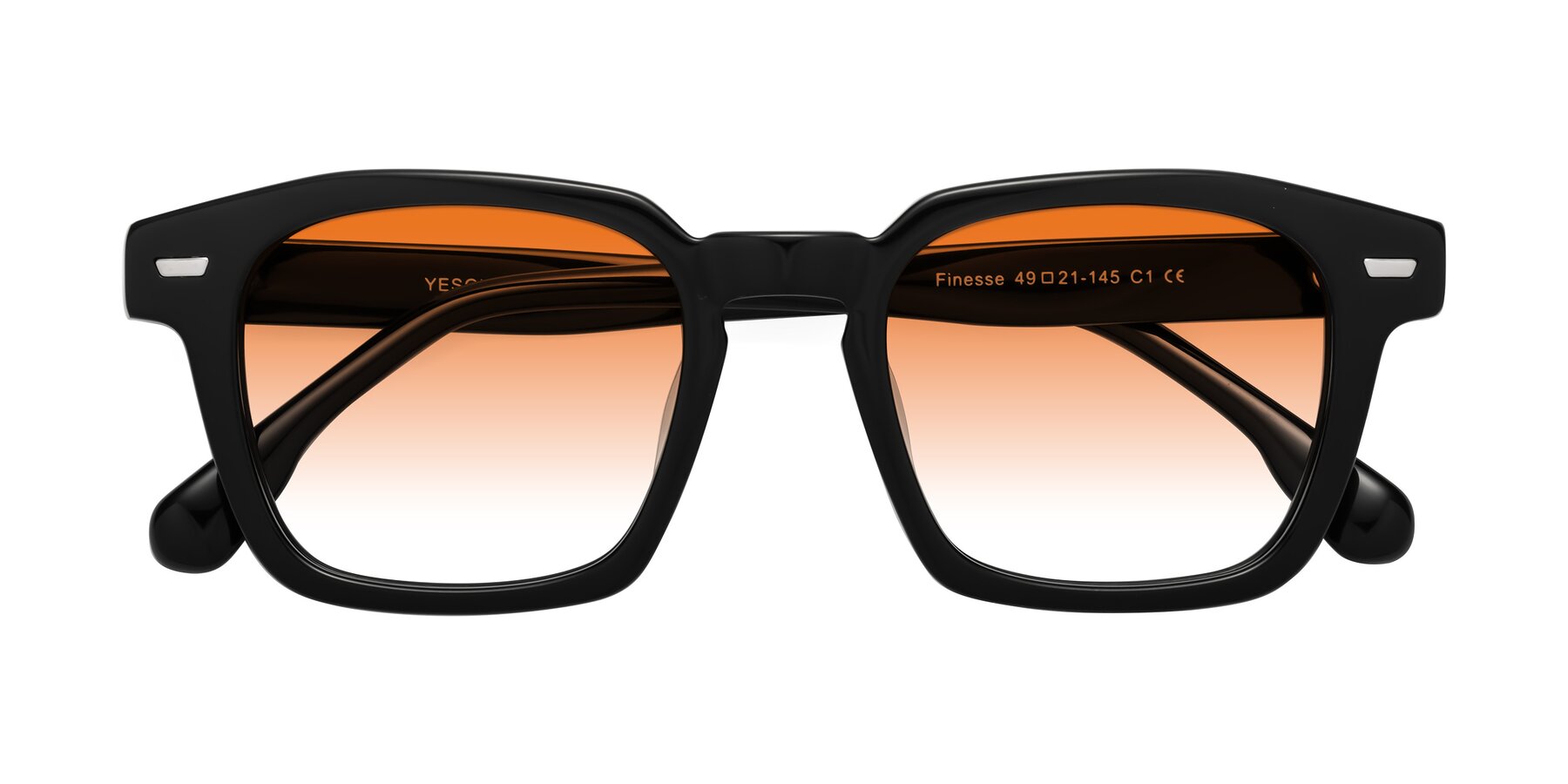 Folded Front of Finesse in Black with Orange Gradient Lenses