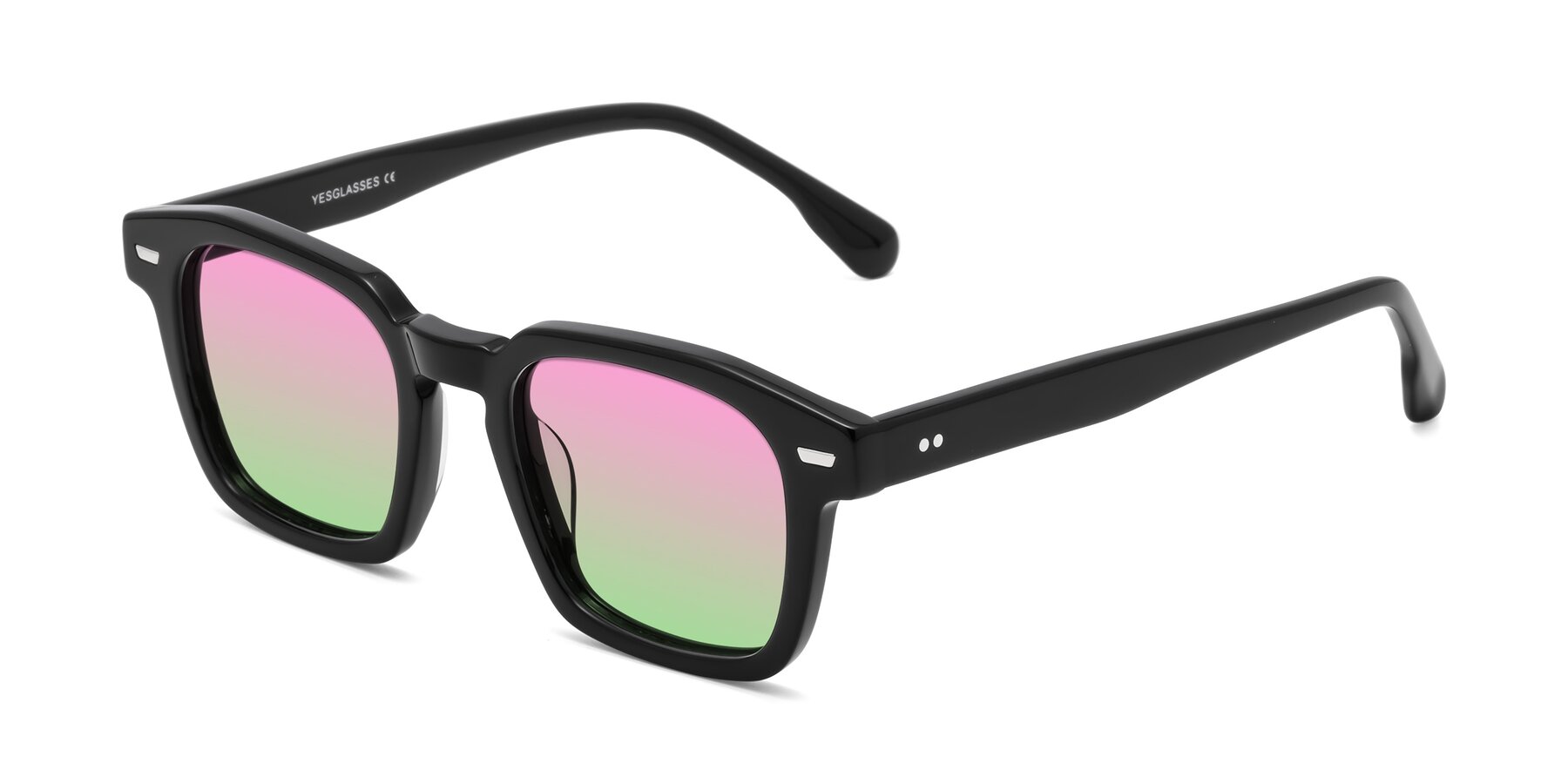 Angle of Finesse in Black with Pink / Green Gradient Lenses