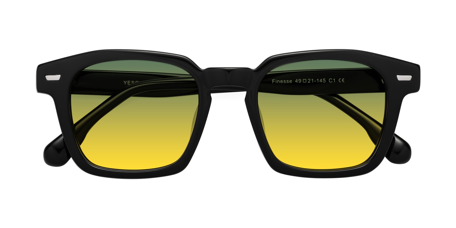 Folded Front of Finesse in Black with Green / Yellow Gradient Lenses