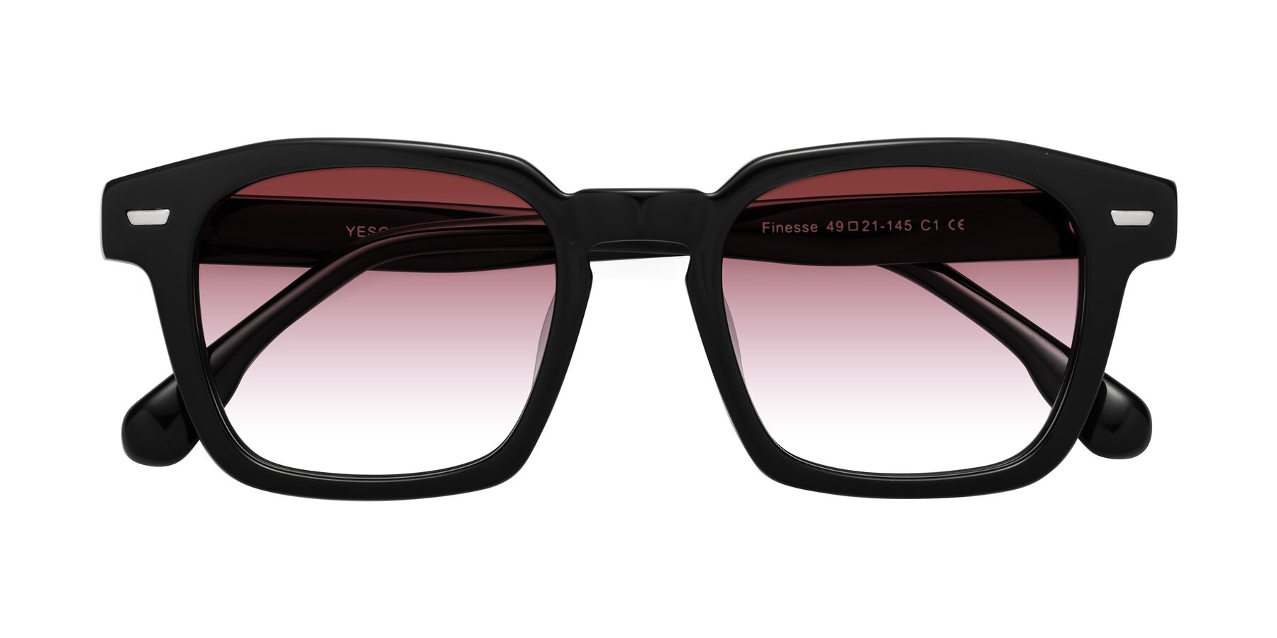 Folded Front of Finesse in Black with Garnet Gradient Lenses