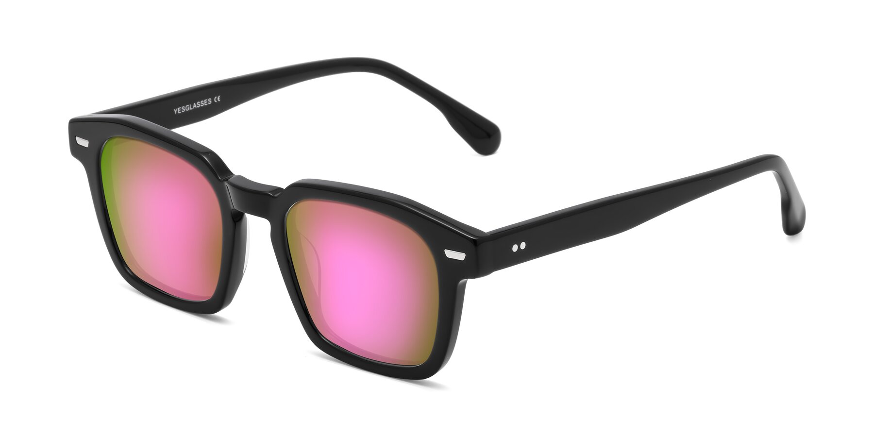Angle of Finesse in Black with Pink Mirrored Lenses