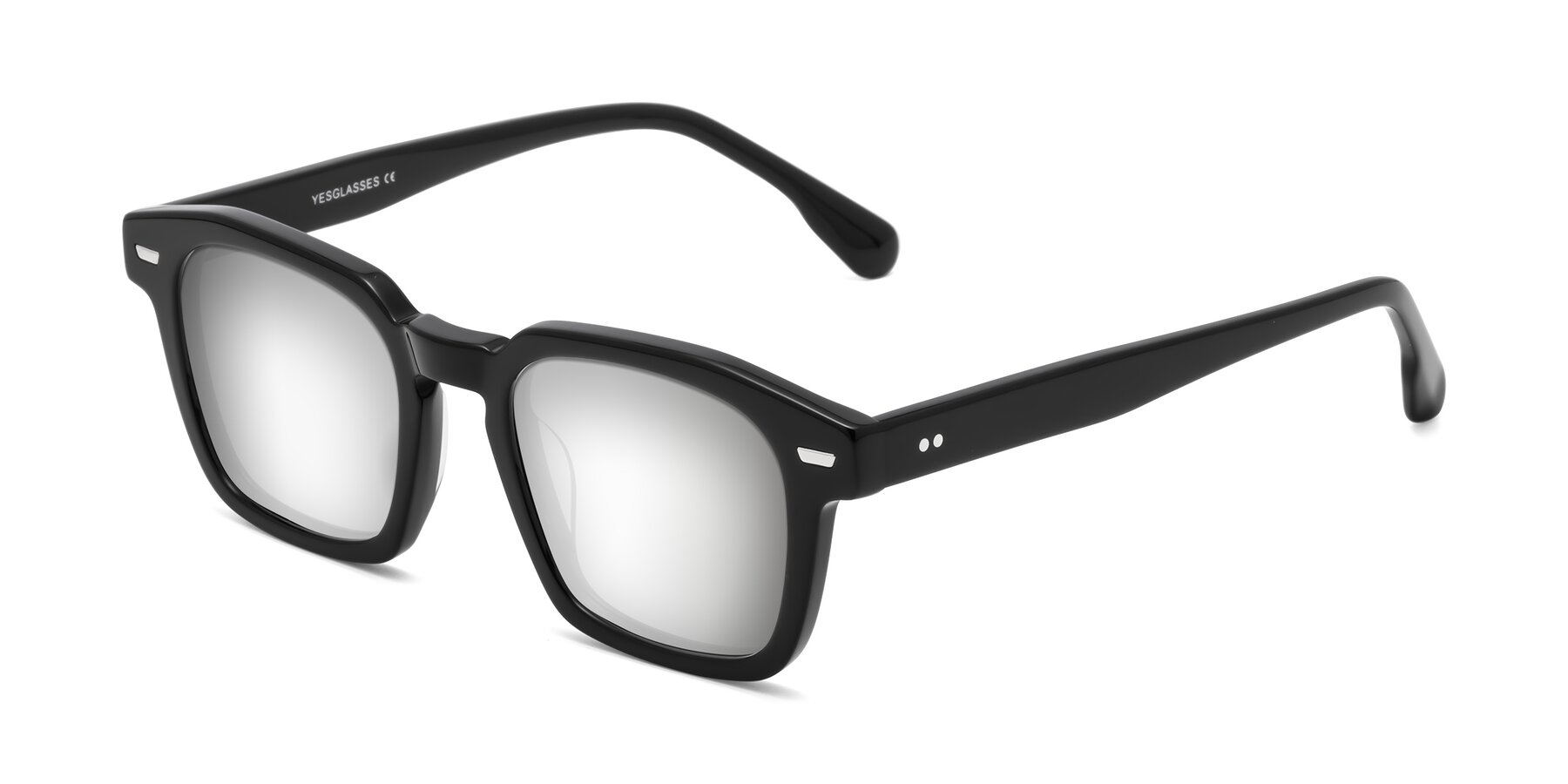 Angle of Finesse in Black with Silver Mirrored Lenses