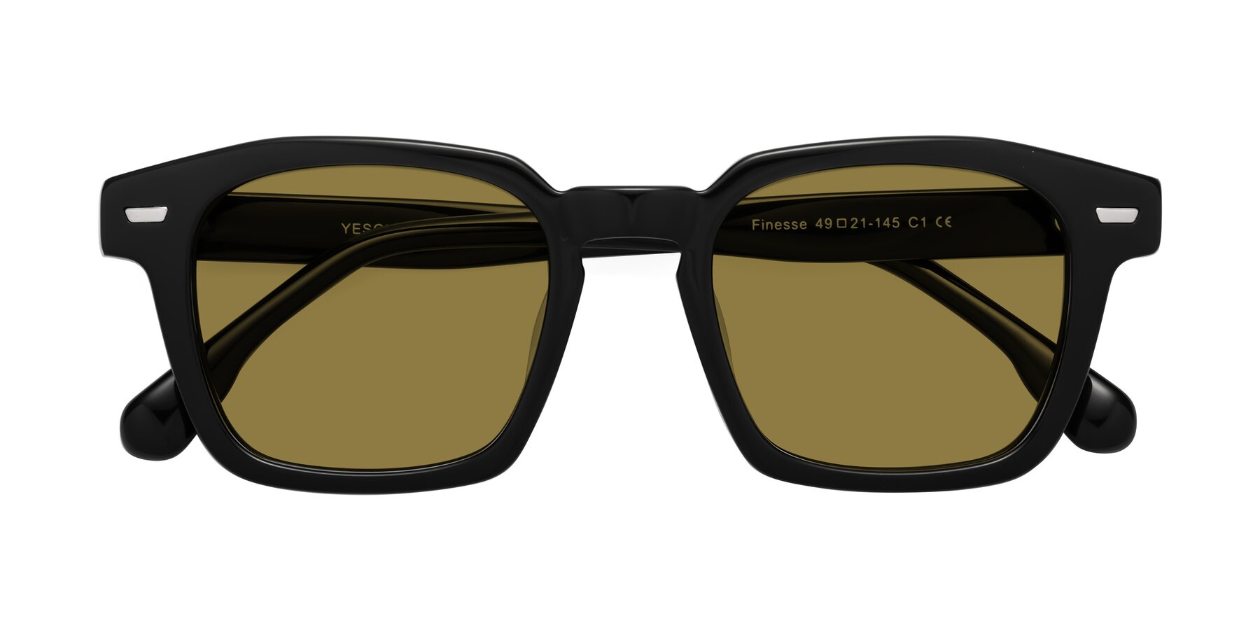 Folded Front of Finesse in Black with Brown Polarized Lenses