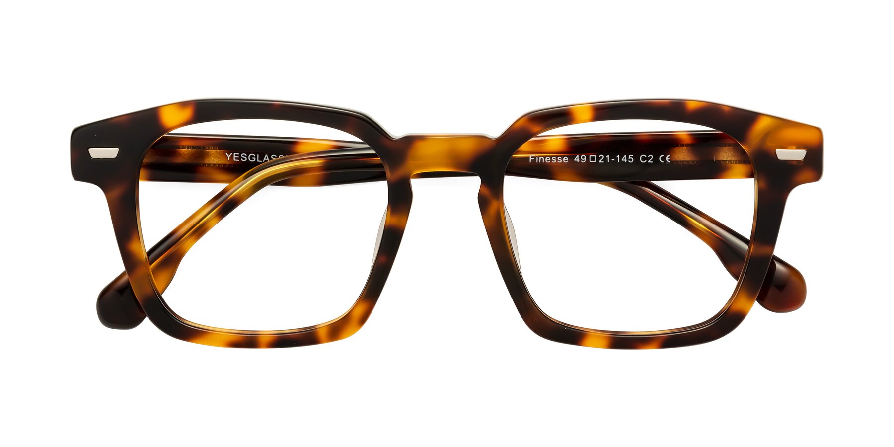 Folded Front of Finesse in Tortoise with Clear Eyeglass Lenses