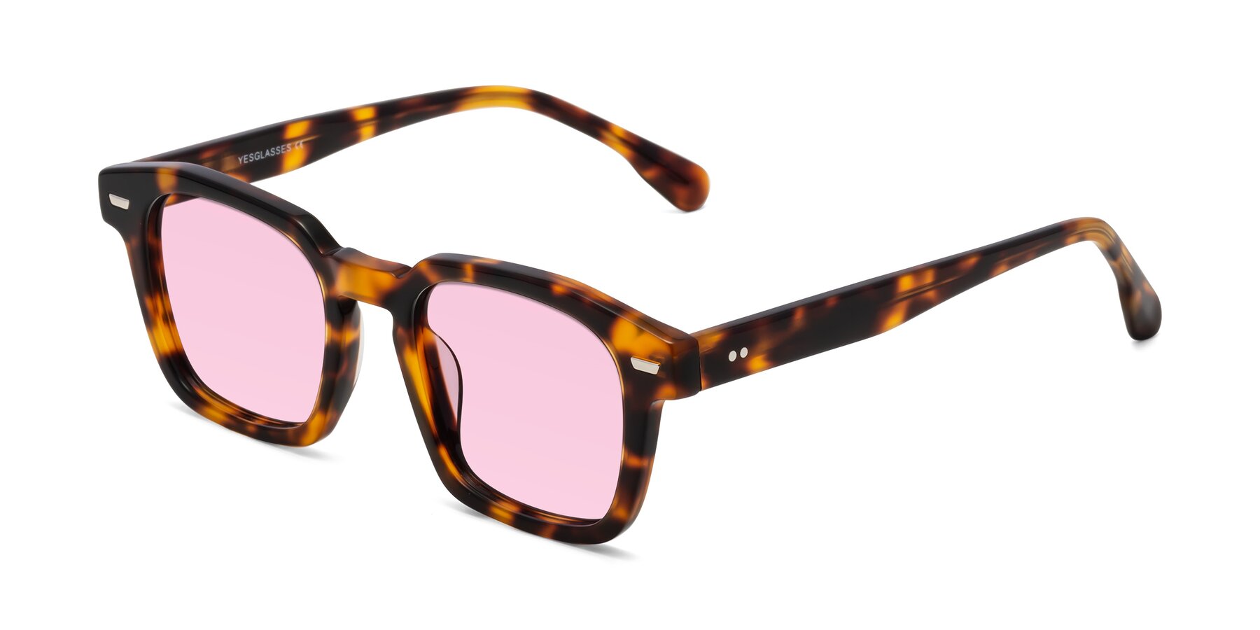 Angle of Finesse in Tortoise with Light Pink Tinted Lenses