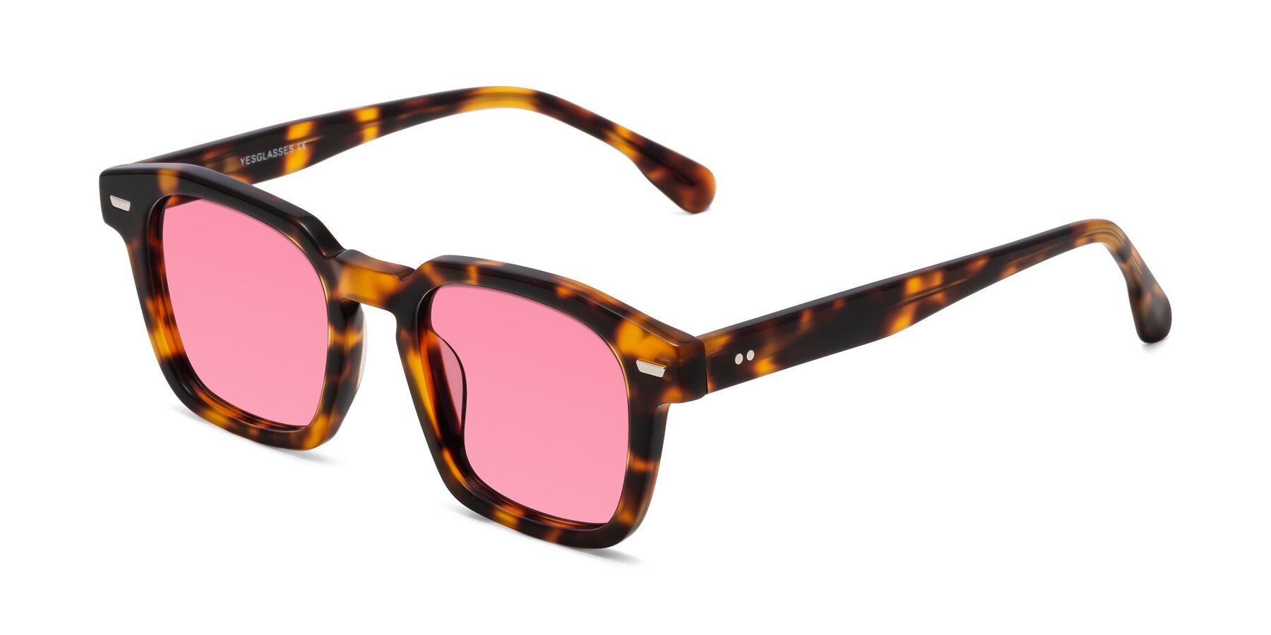 Angle of Finesse in Tortoise with Pink Tinted Lenses