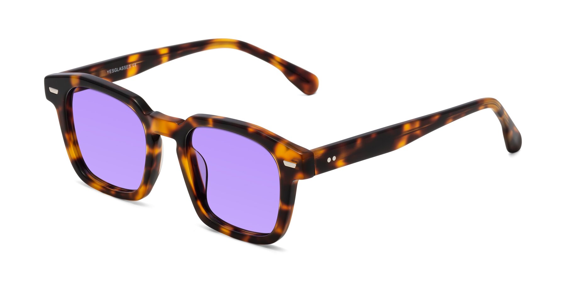 Angle of Finesse in Tortoise with Medium Purple Tinted Lenses