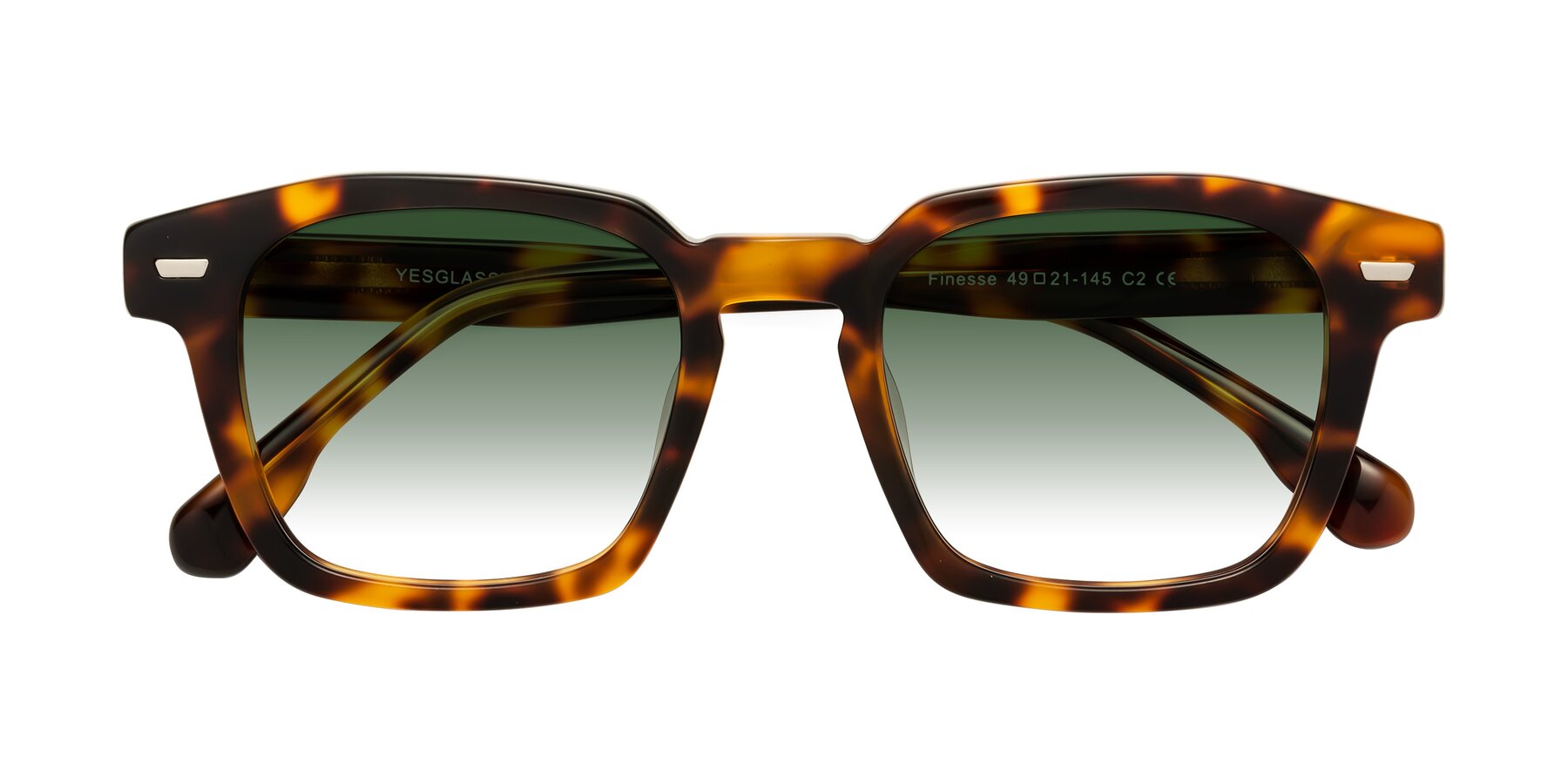 Folded Front of Finesse in Tortoise with Green Gradient Lenses