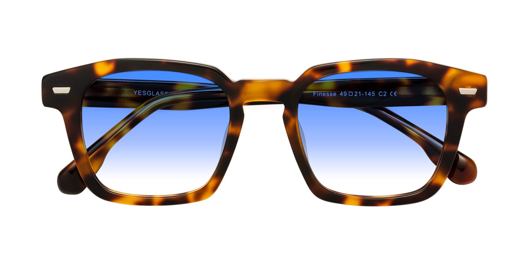 Folded Front of Finesse in Tortoise with Blue Gradient Lenses