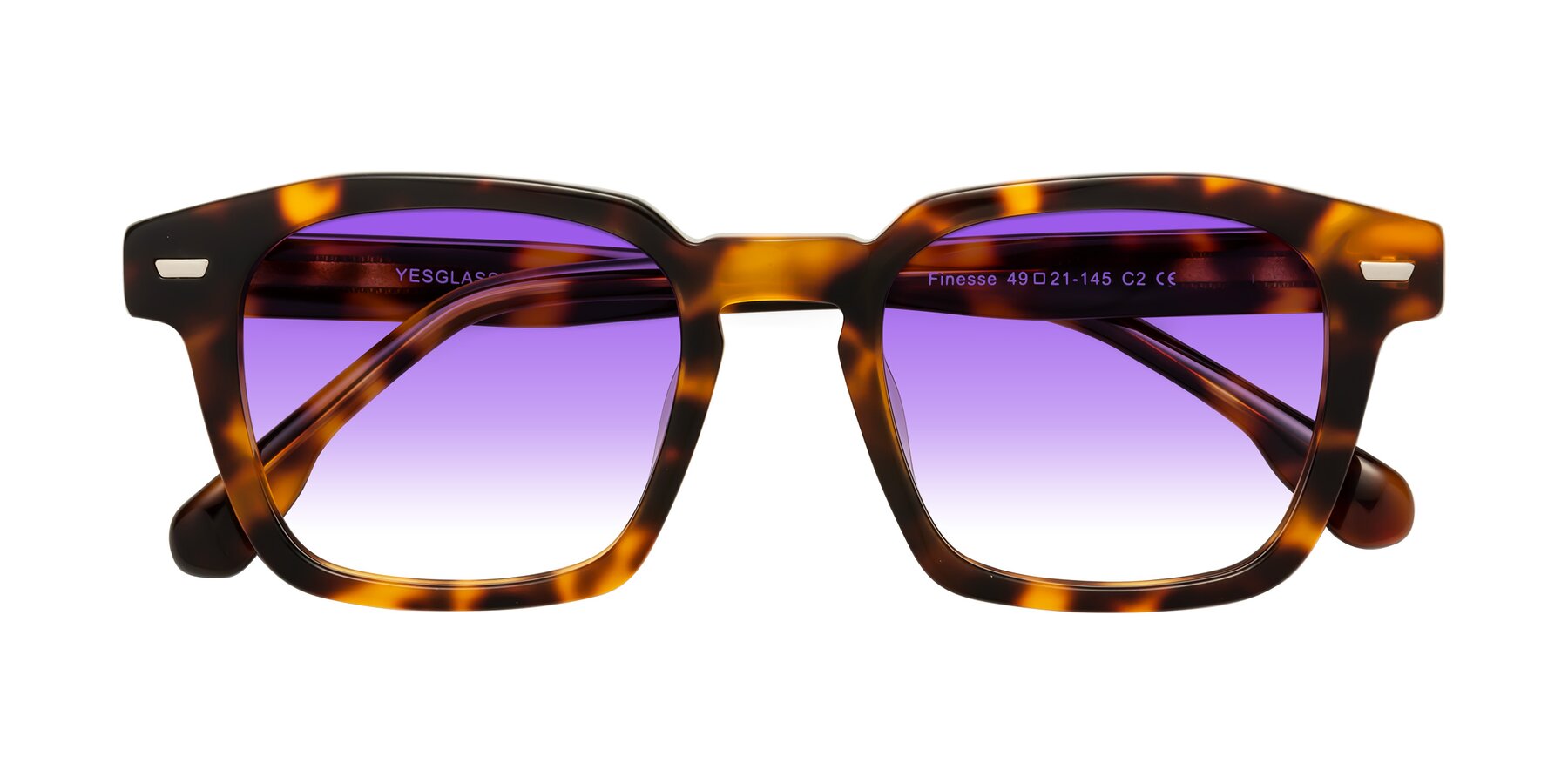 Folded Front of Finesse in Tortoise with Purple Gradient Lenses
