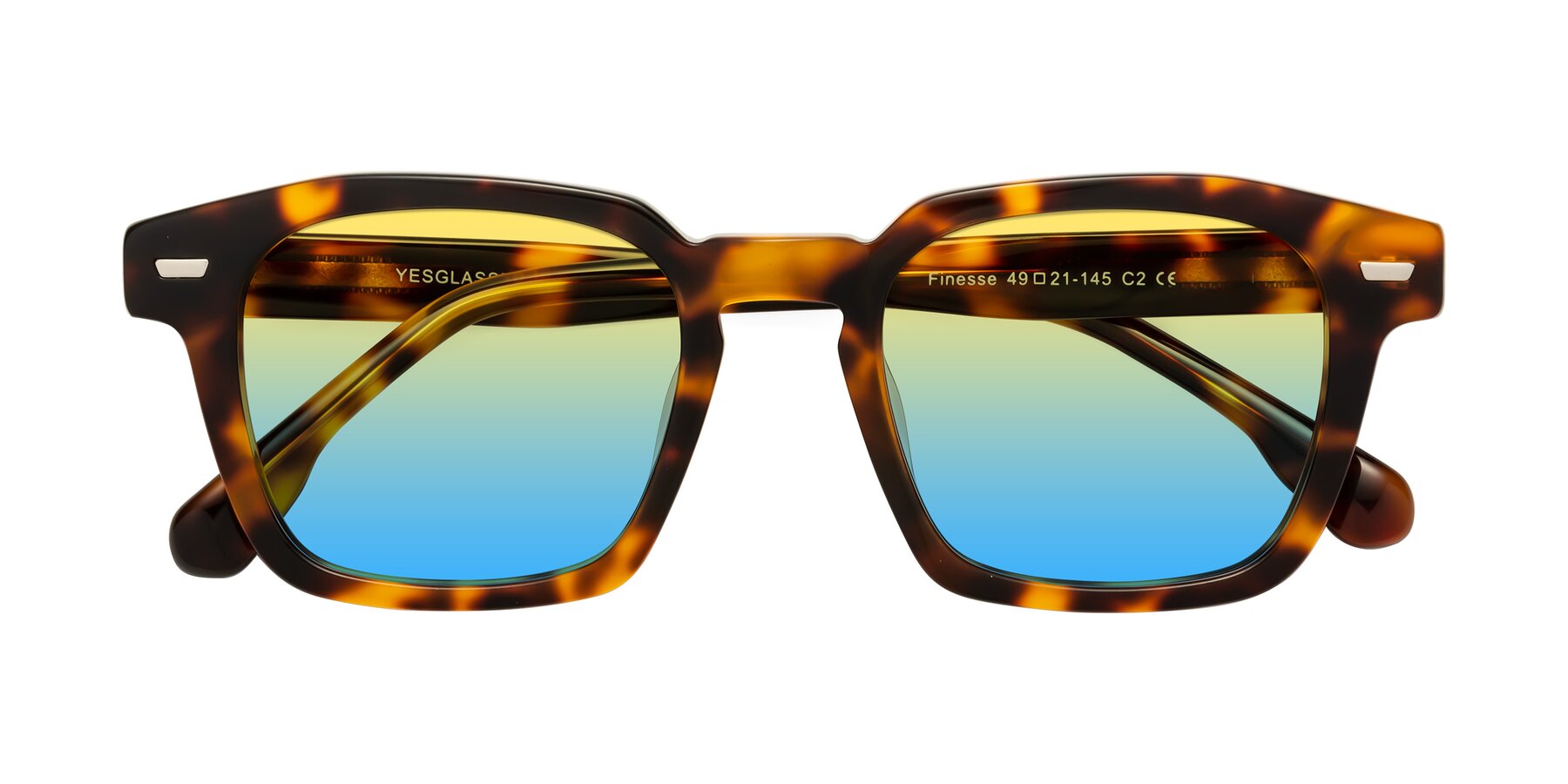 Folded Front of Finesse in Tortoise with Yellow / Blue Gradient Lenses