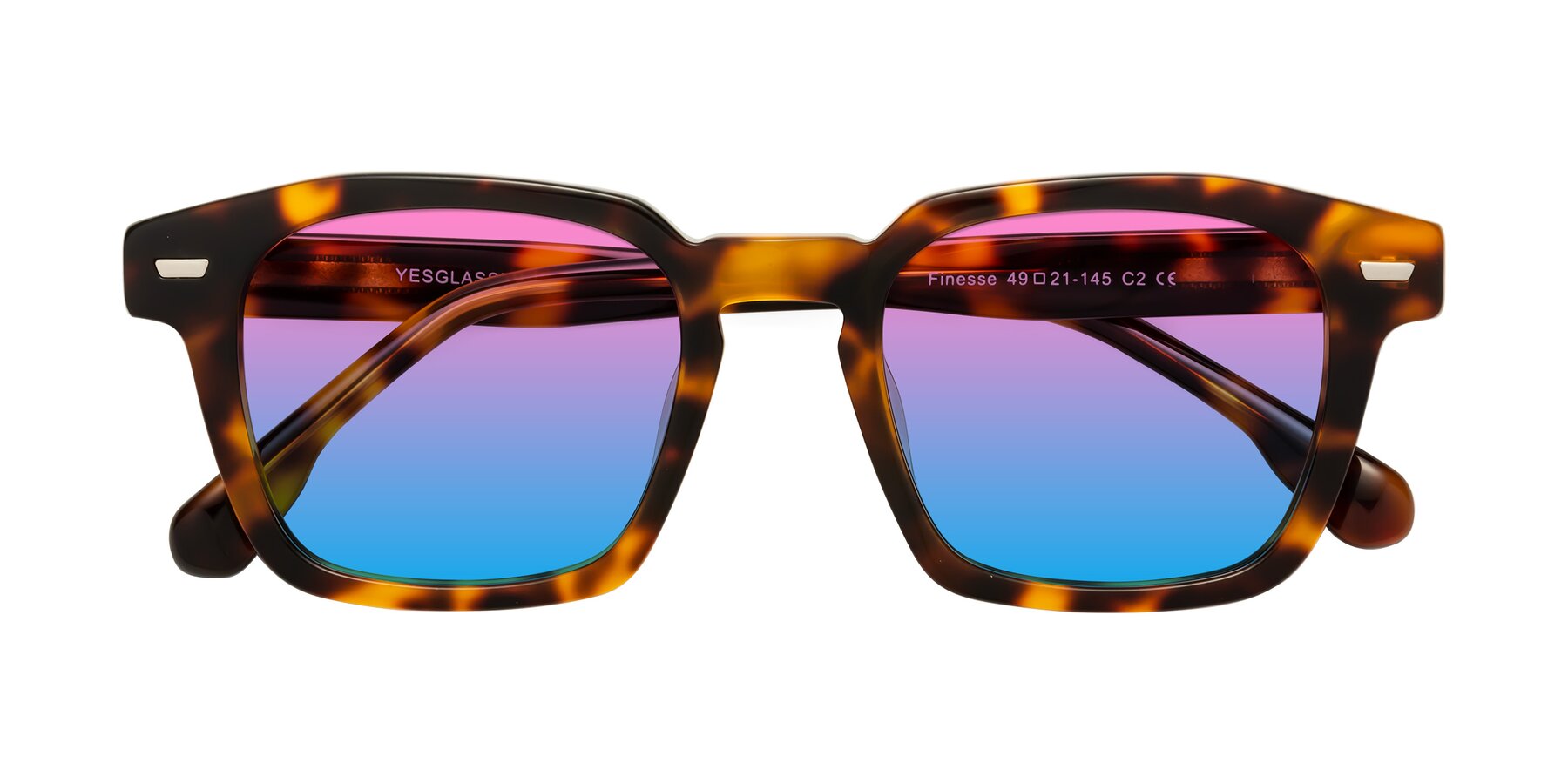 Folded Front of Finesse in Tortoise with Pink / Blue Gradient Lenses