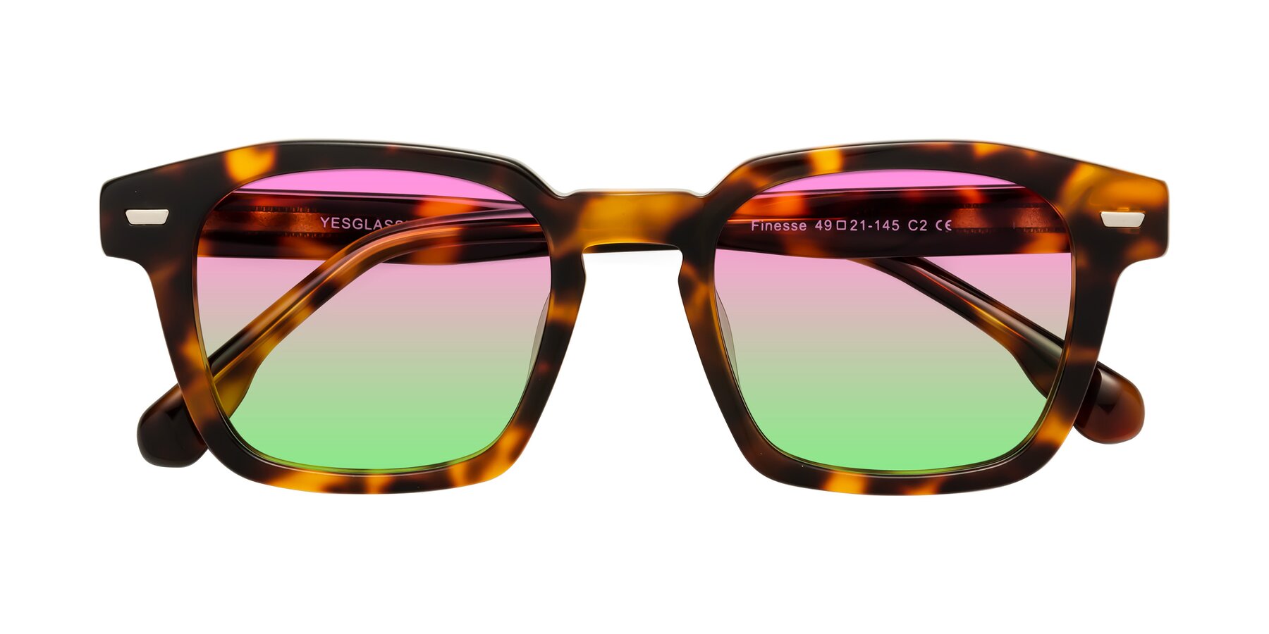 Folded Front of Finesse in Tortoise with Pink / Green Gradient Lenses