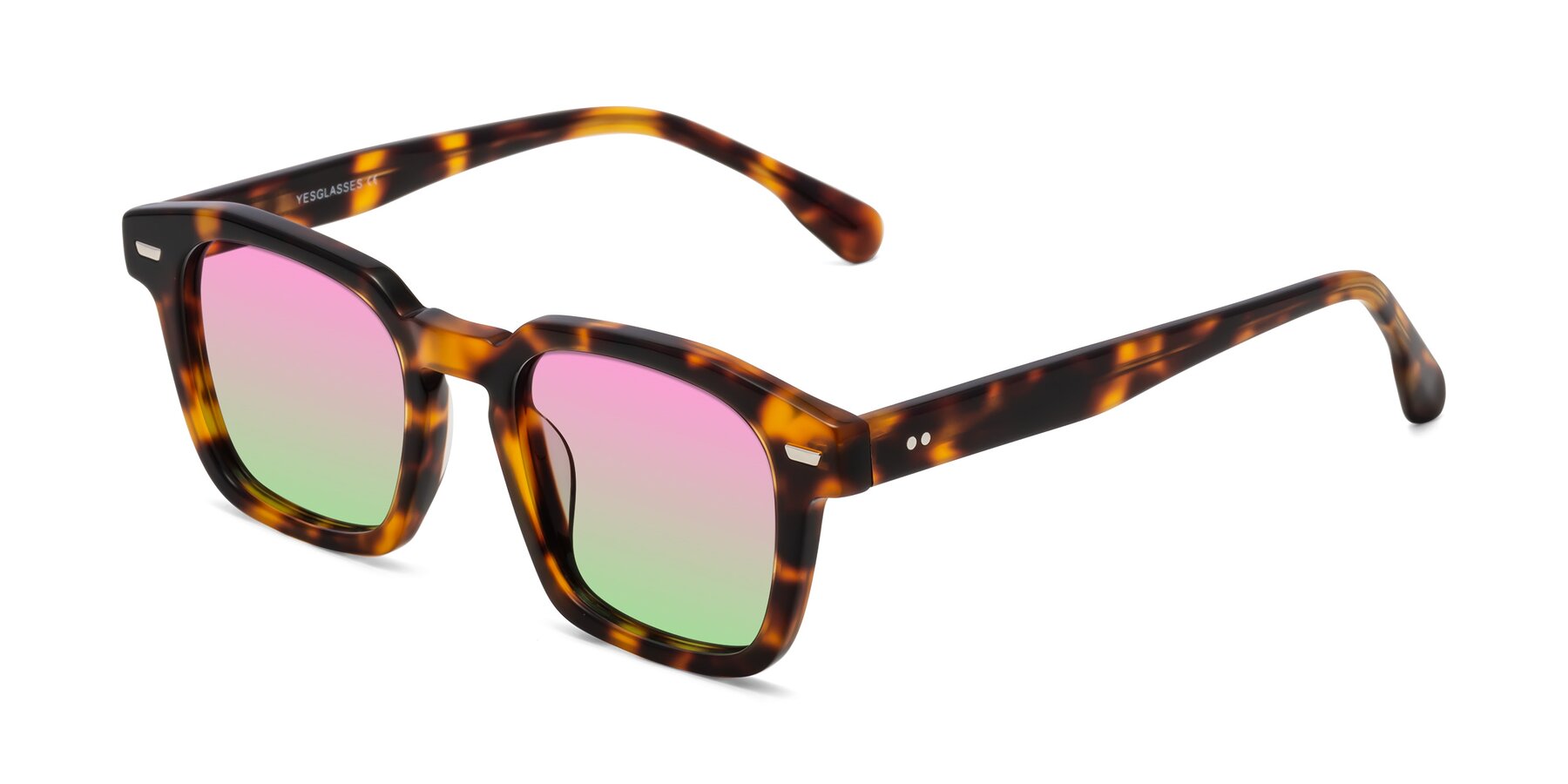 Angle of Finesse in Tortoise with Pink / Green Gradient Lenses