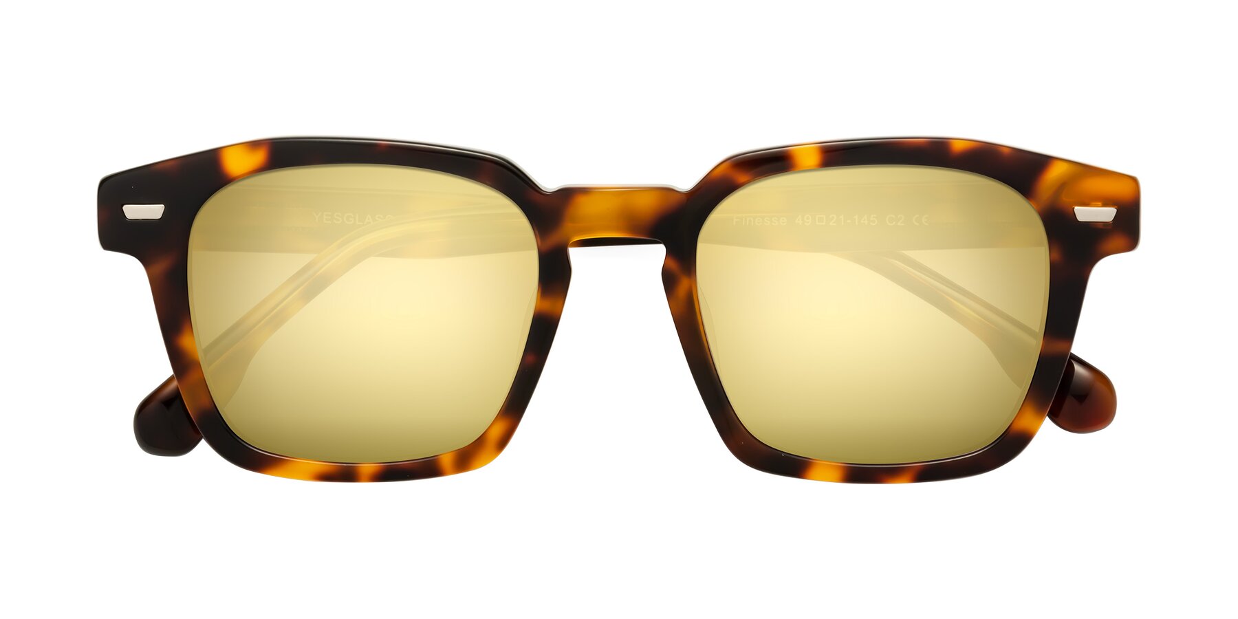 Folded Front of Finesse in Tortoise with Gold Mirrored Lenses