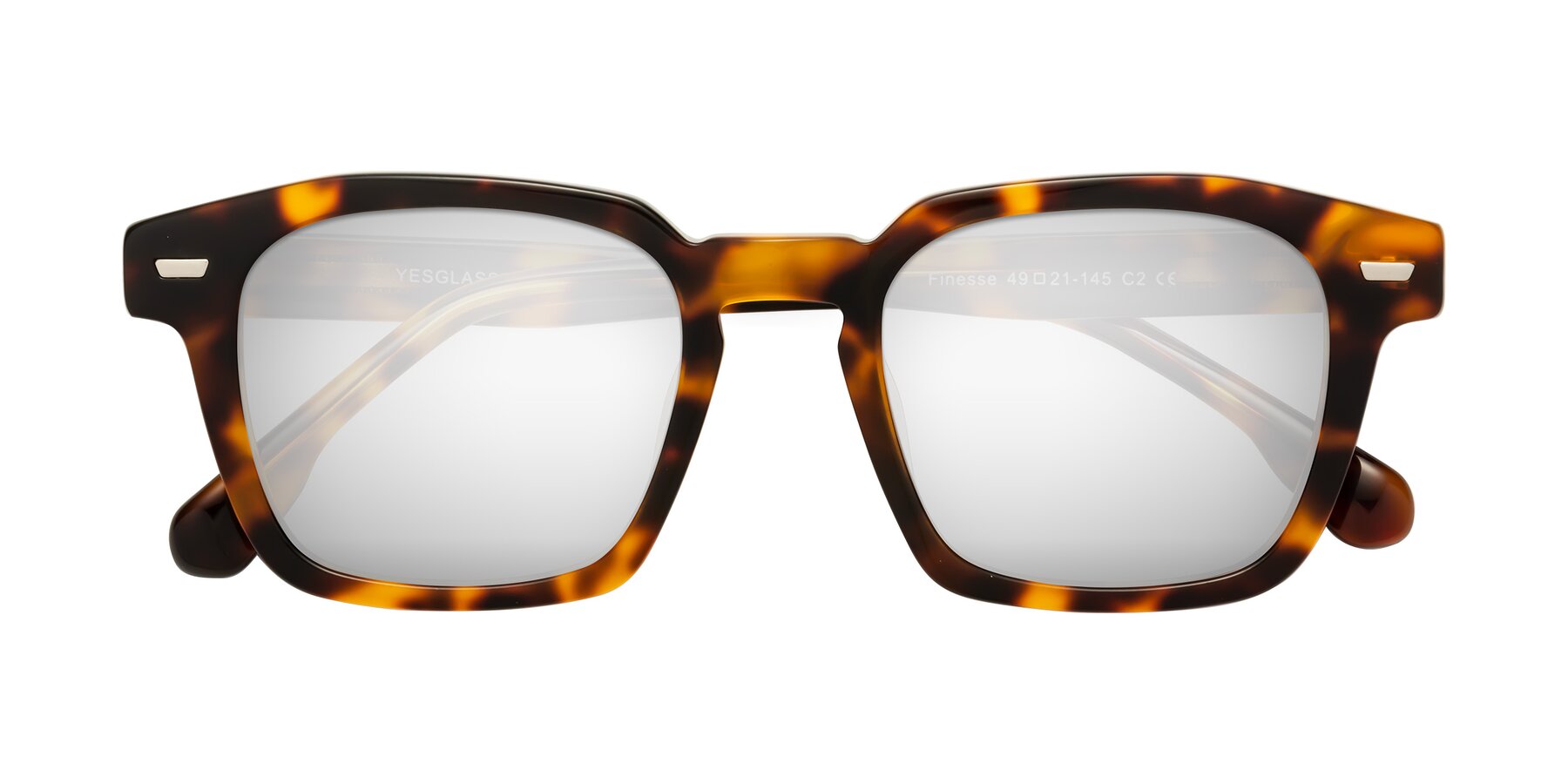 Folded Front of Finesse in Tortoise with Silver Mirrored Lenses