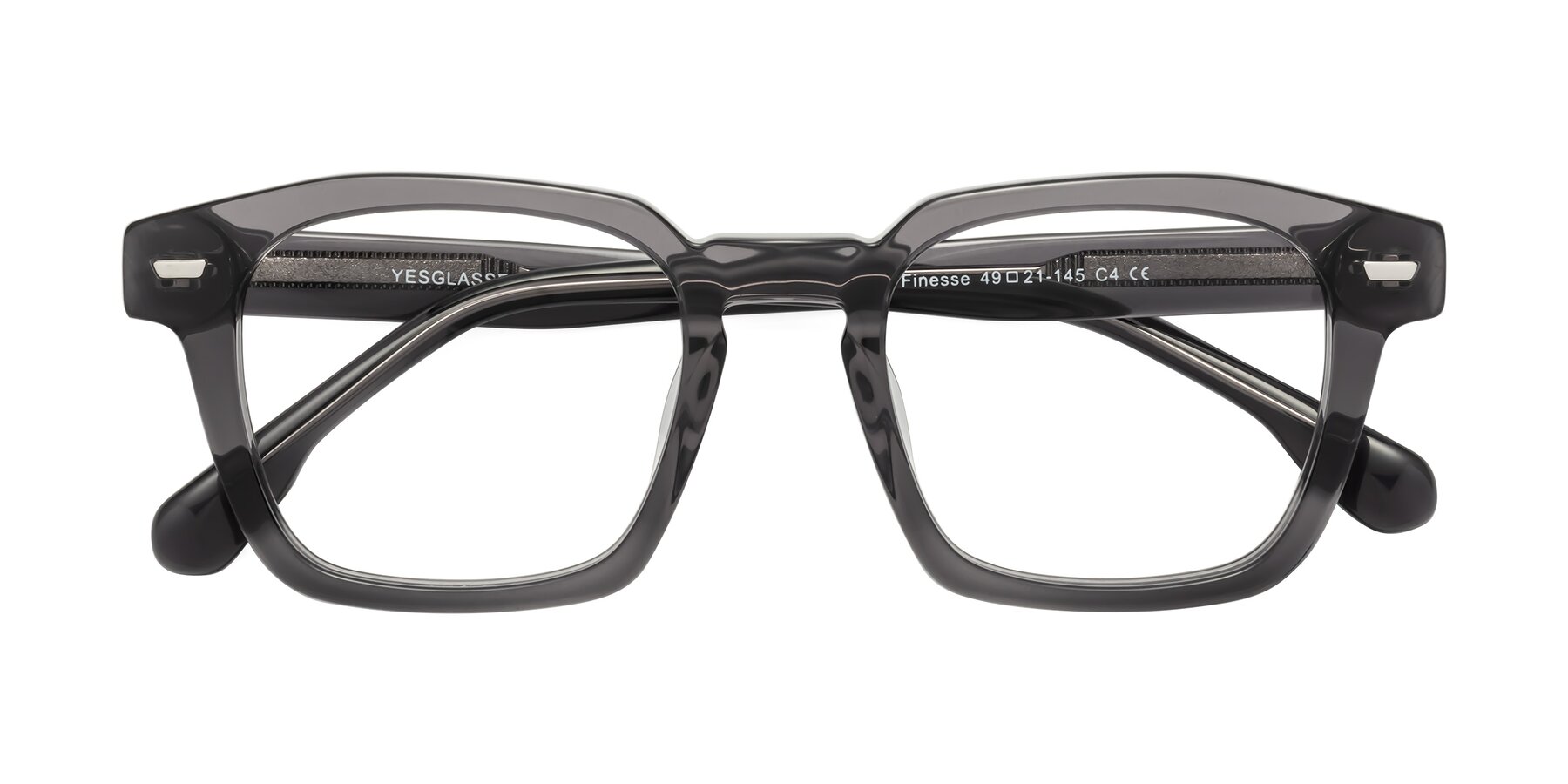 Folded Front of Finesse in Translucent Gray with Clear Blue Light Blocking Lenses